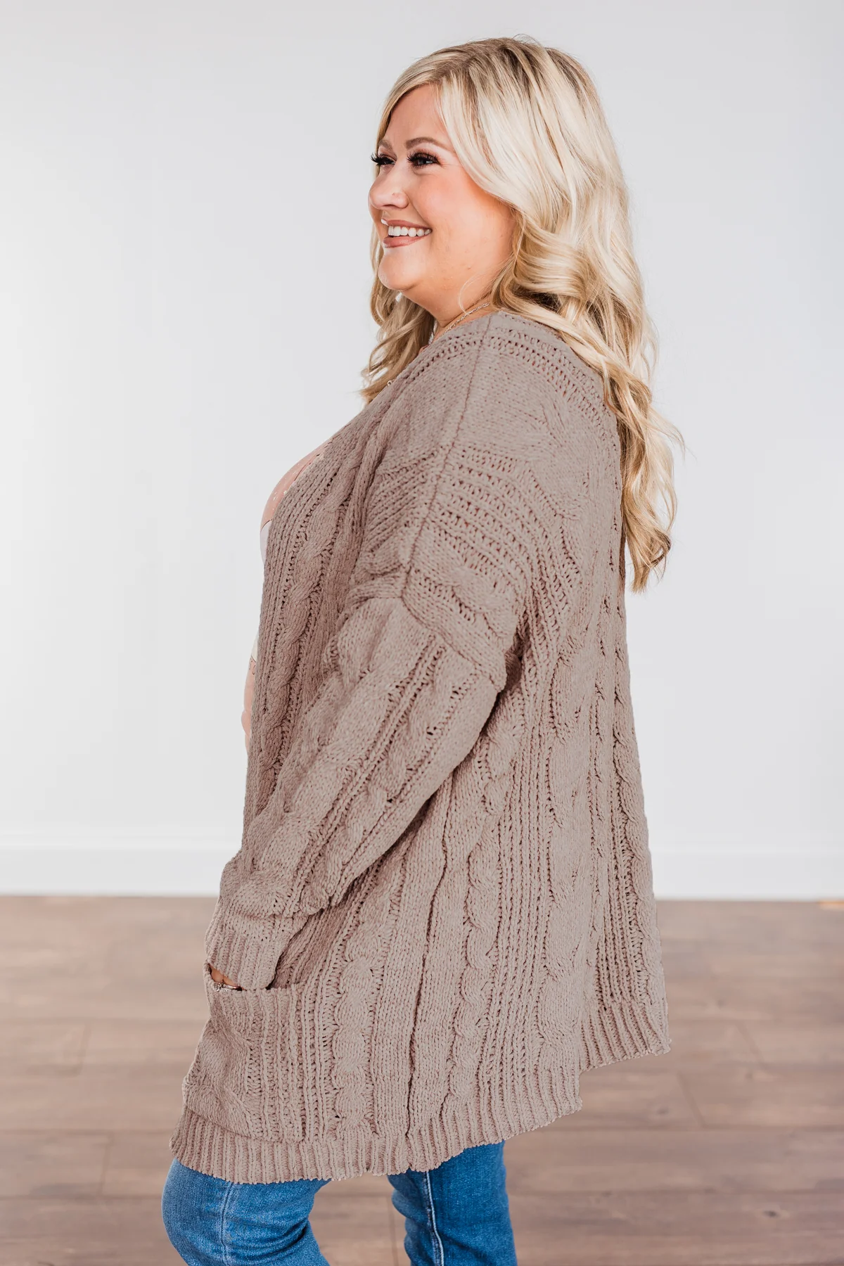 Feeling Grateful Knit Cardigan- Truffle - Image 6