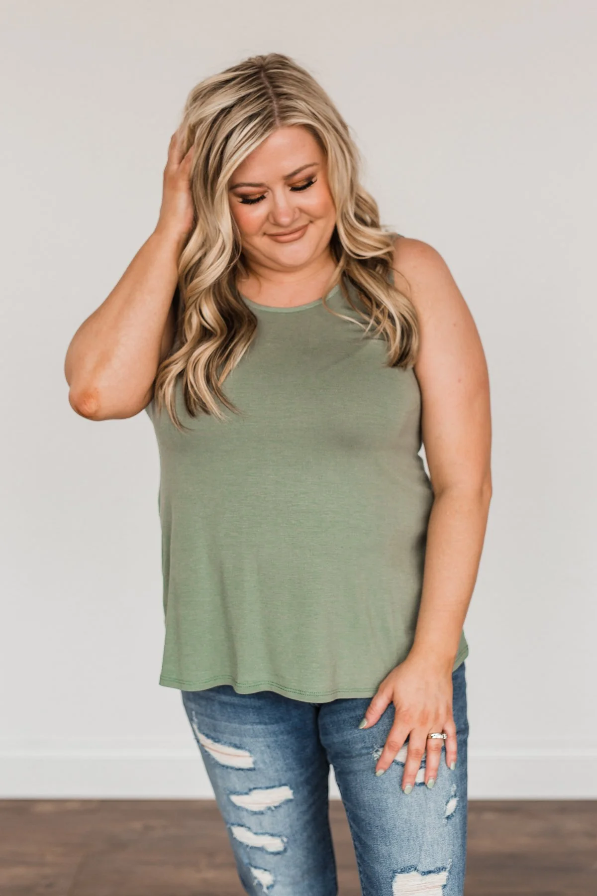 Feeling Great Criss-Cross Tank Top- Olive - Image 5