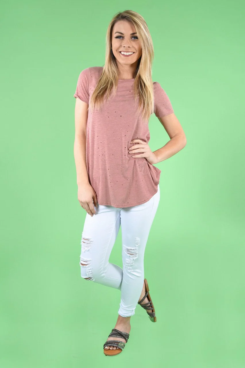 Feeling Holey Top ~ Mauve - Image 2