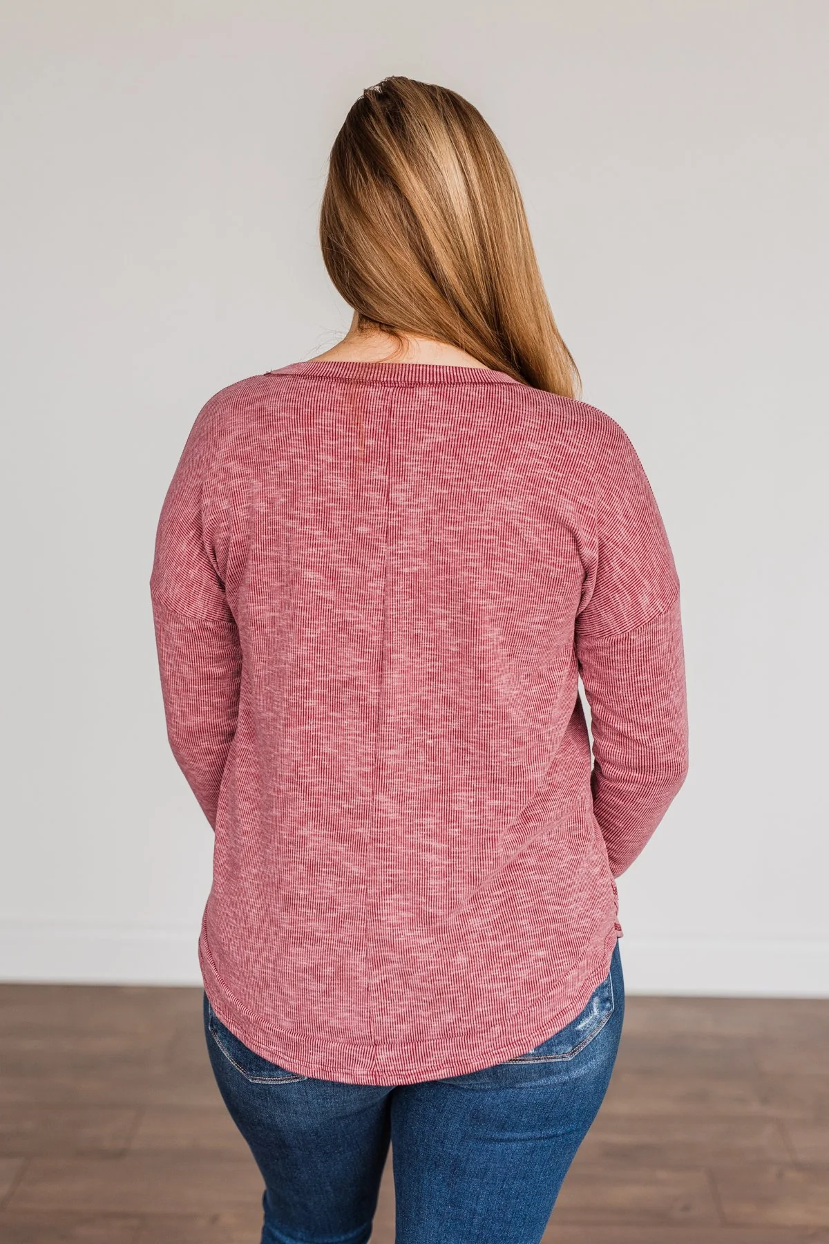 Feeling Lovely Long Sleeve Shirt- Burgundy - Image 13