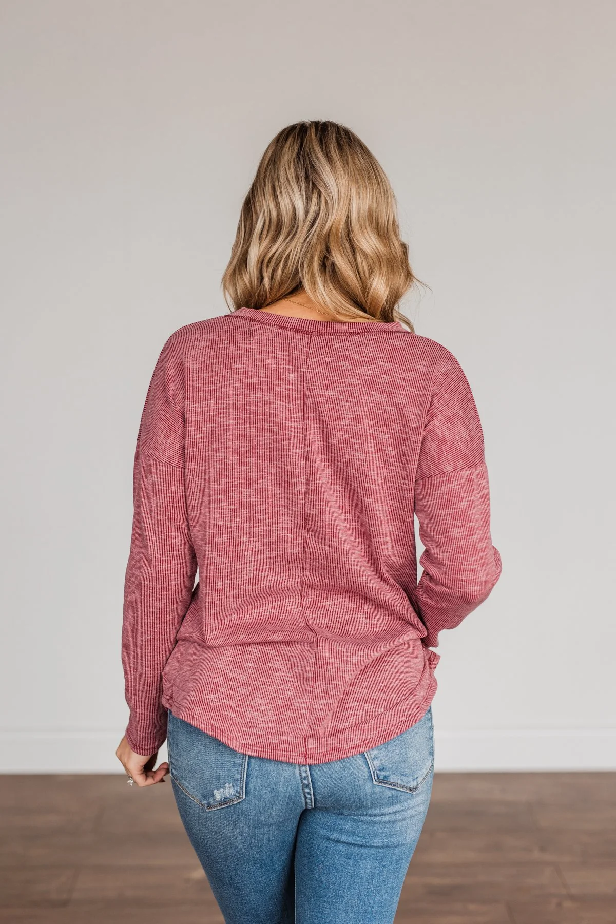 Feeling Lovely Long Sleeve Shirt- Burgundy - Image 14