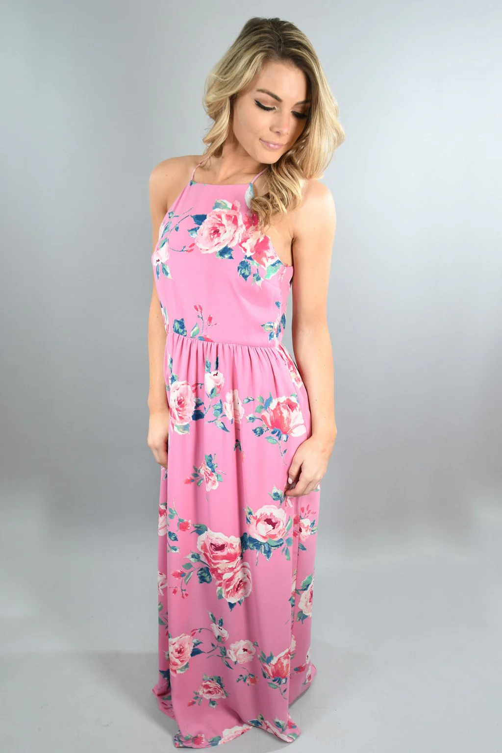 Feeling Magical in Pink Floral Maxi Dress - Image 2