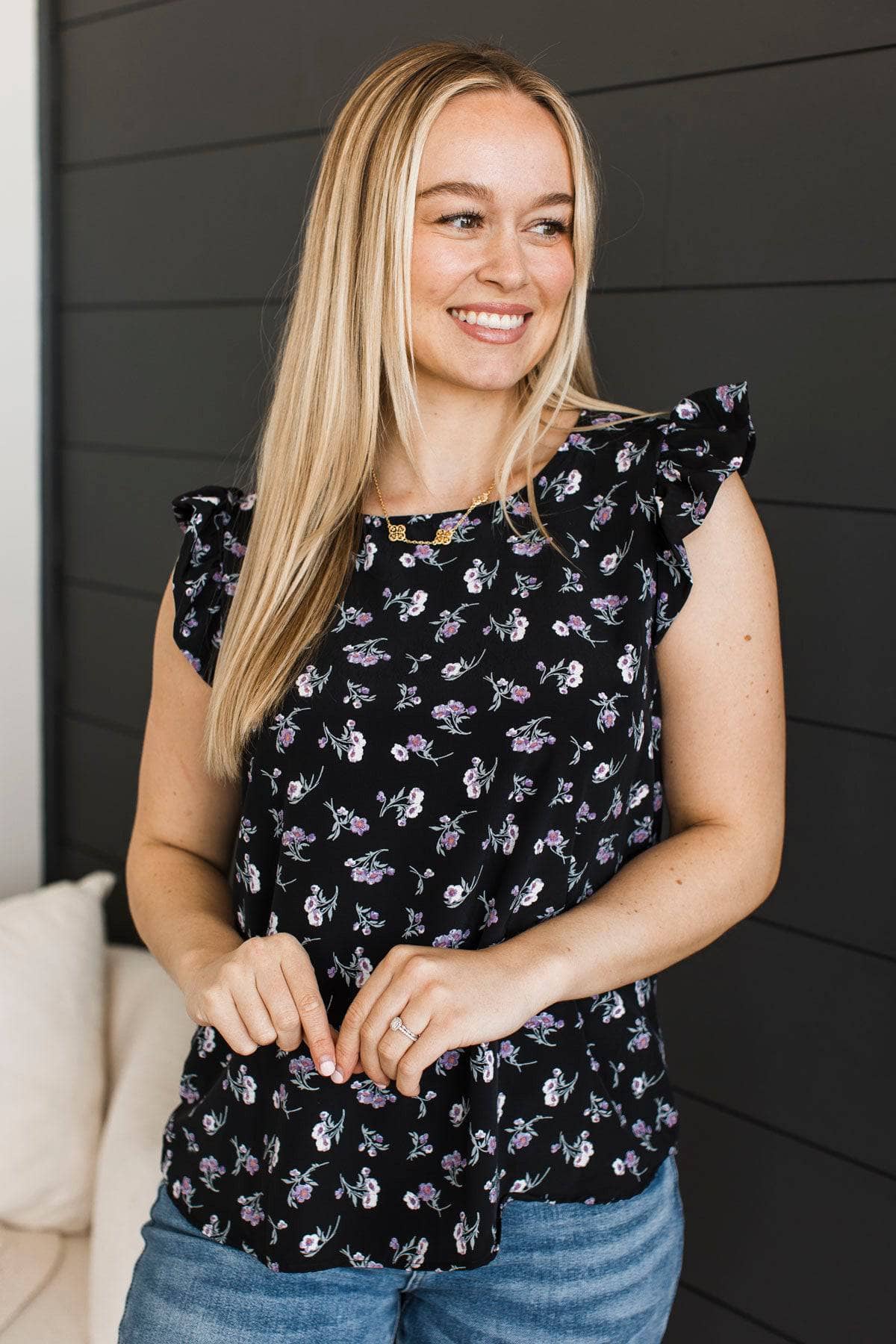 Feeling Marvelous Floral Top- Black - Image 2