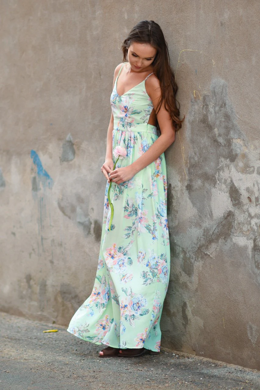 Feeling Minty ~ Floral Maxi Dress - Image 3
