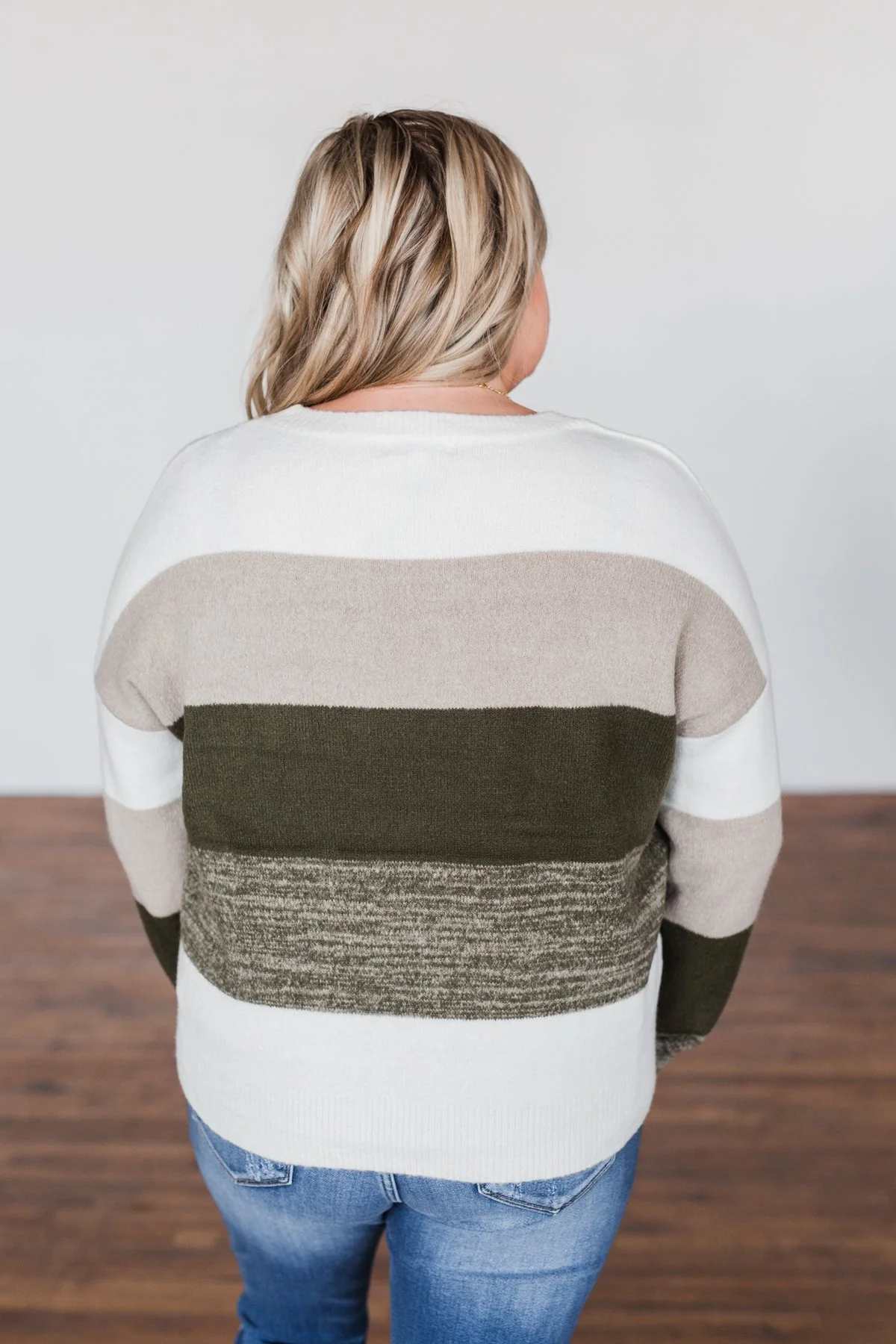 Feeling My Best Color Block Sweater- Olive, Taupe, & Ivory - Image 10