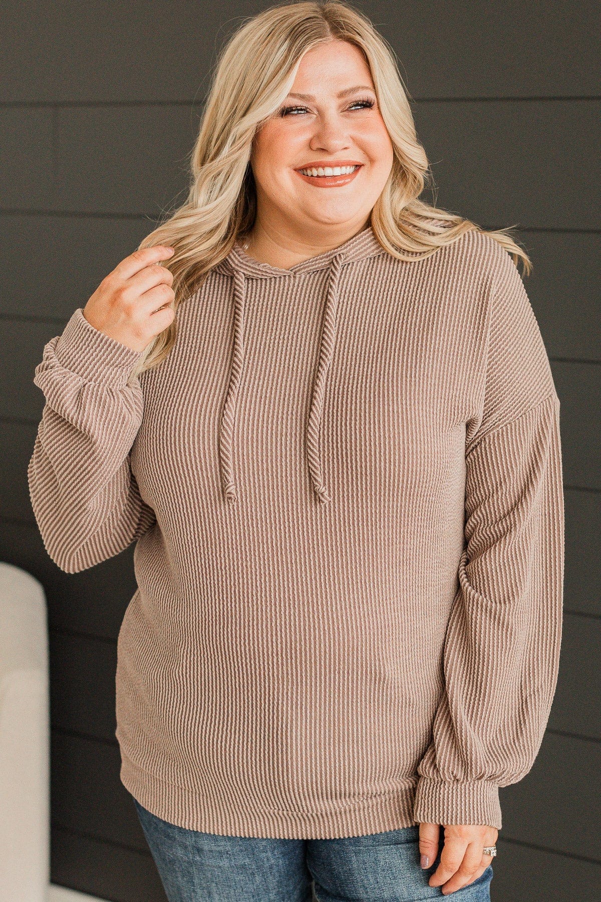 Feeling Radiant Hooded Knit Top- Mocha - Image 2
