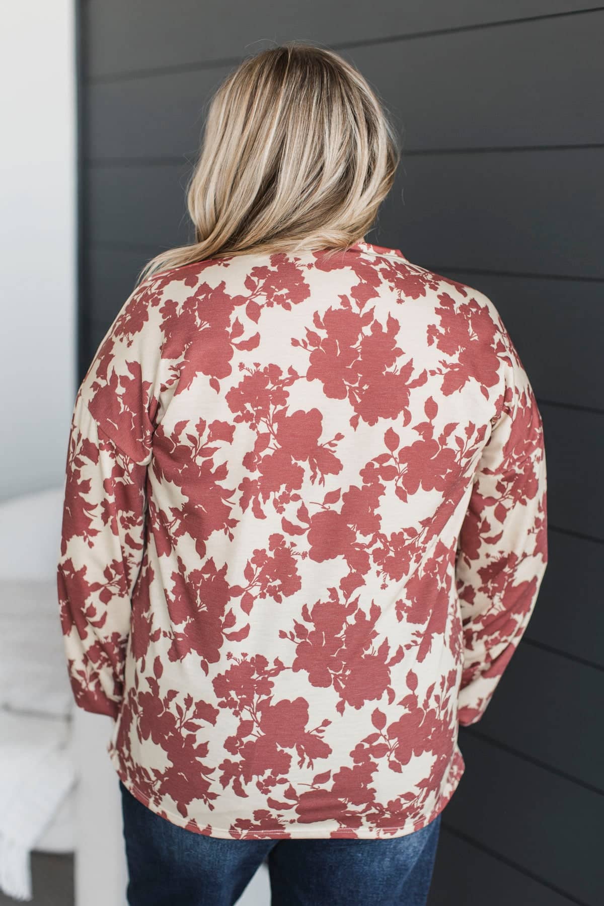 Feeling Sentimental Floral Top- Light Beige & Brick - Image 7