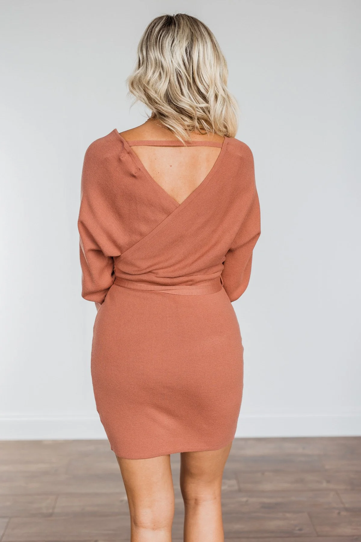 Feeling Smitten Long Sleeve Knit Dress- Mauve - Image 10