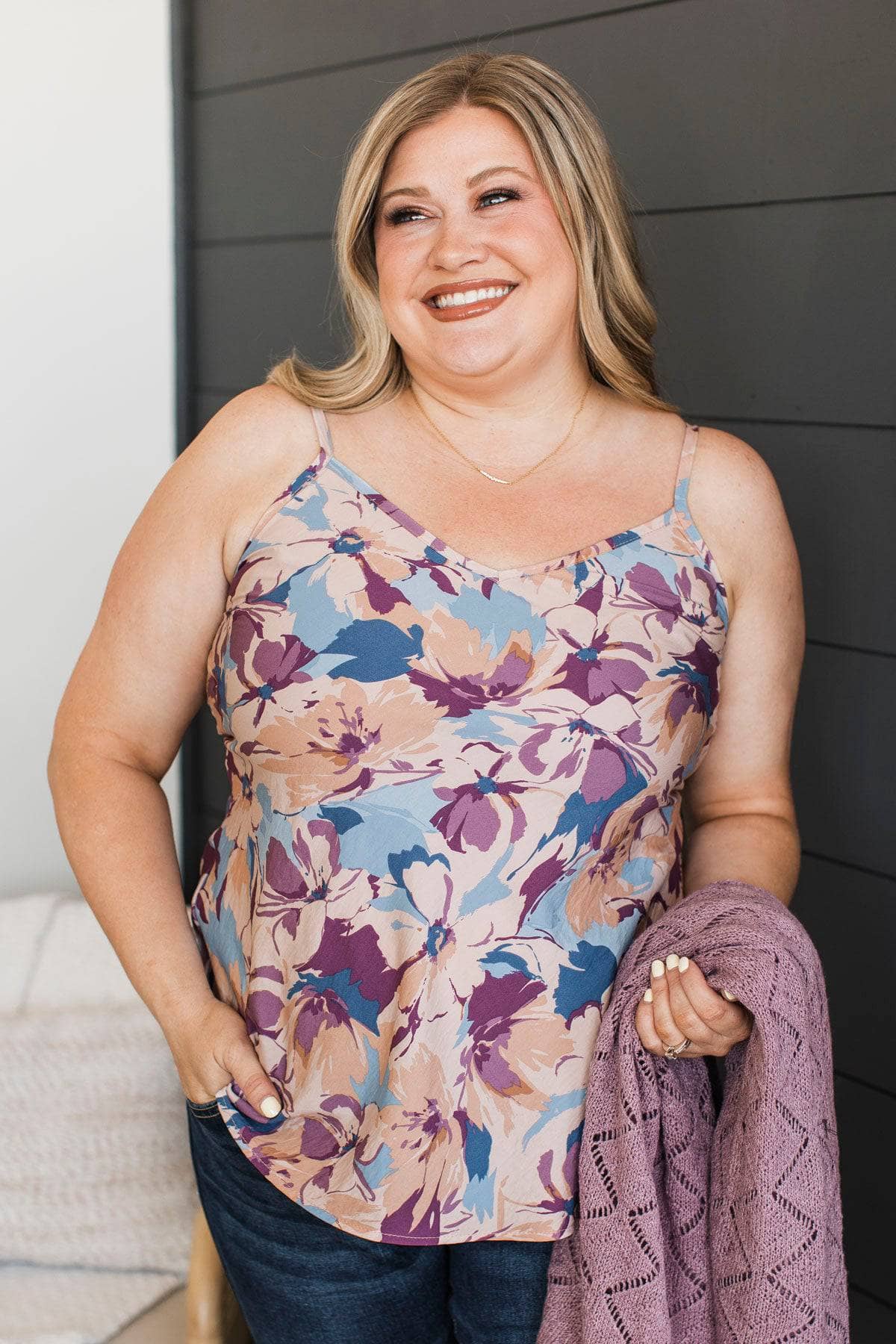 Feeling So Cute Floral Tank Top- Purple - Image 2