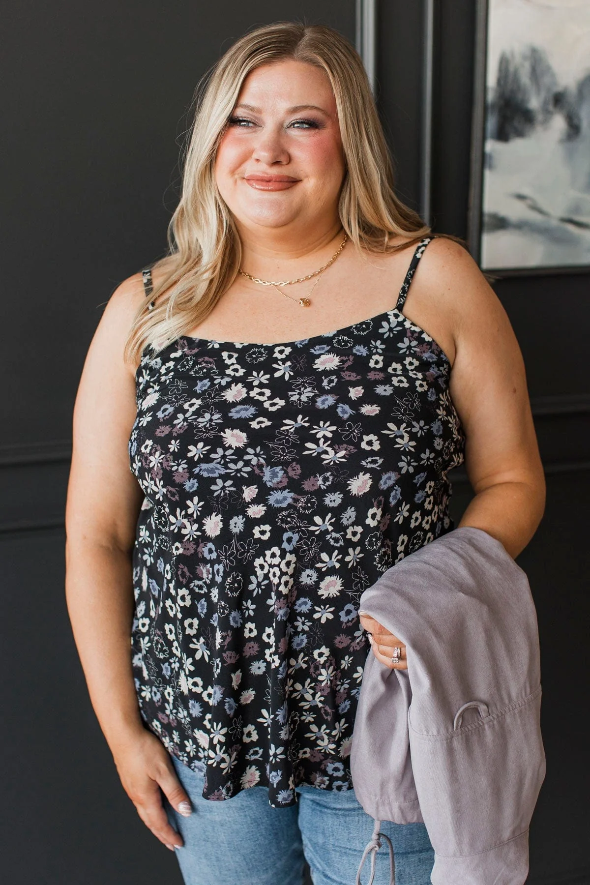 Feeling So Fond Floral Tank Top- Black - Image 4