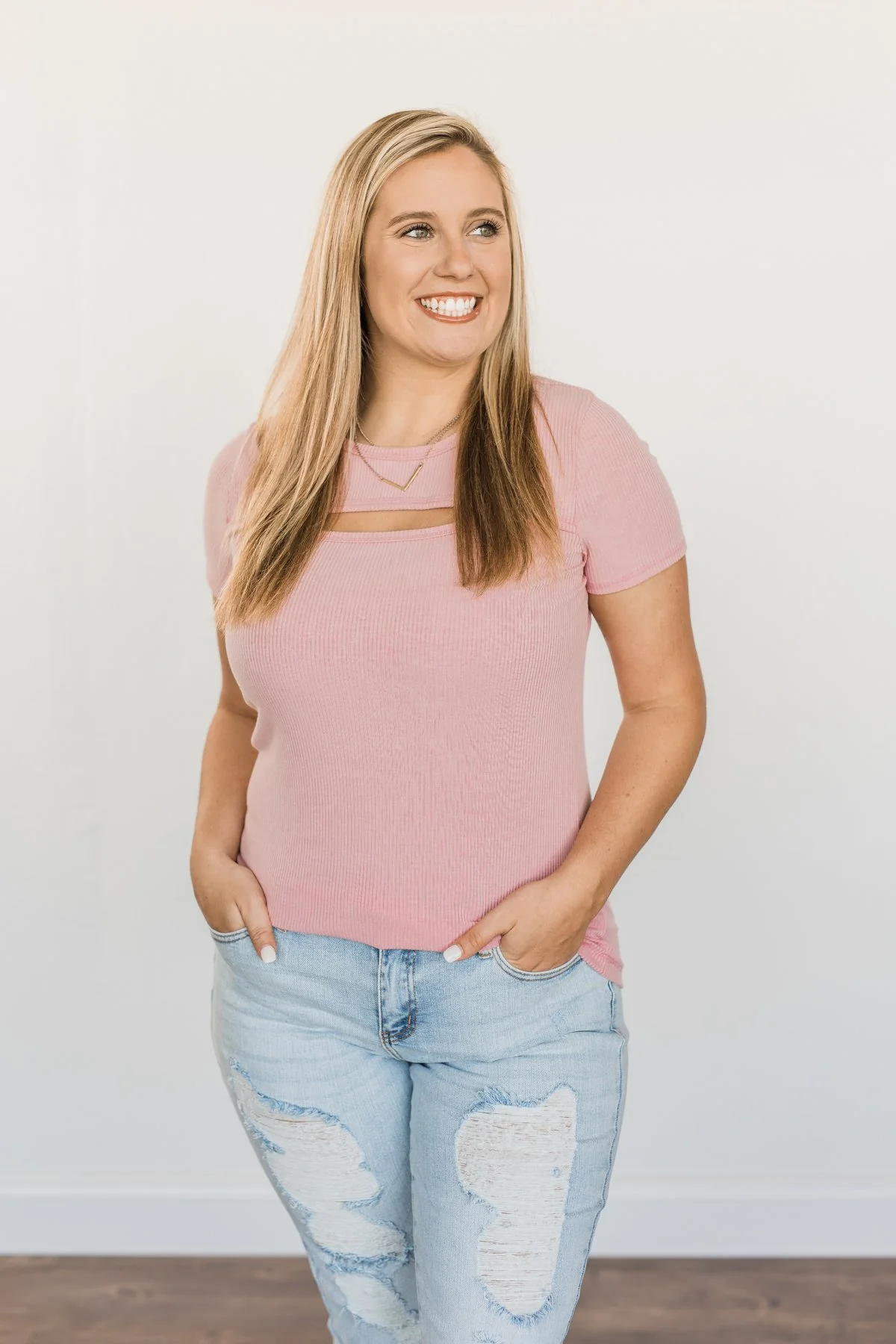 Feeling Spectacular Cut Out Top- Dusty Pink - Image 3