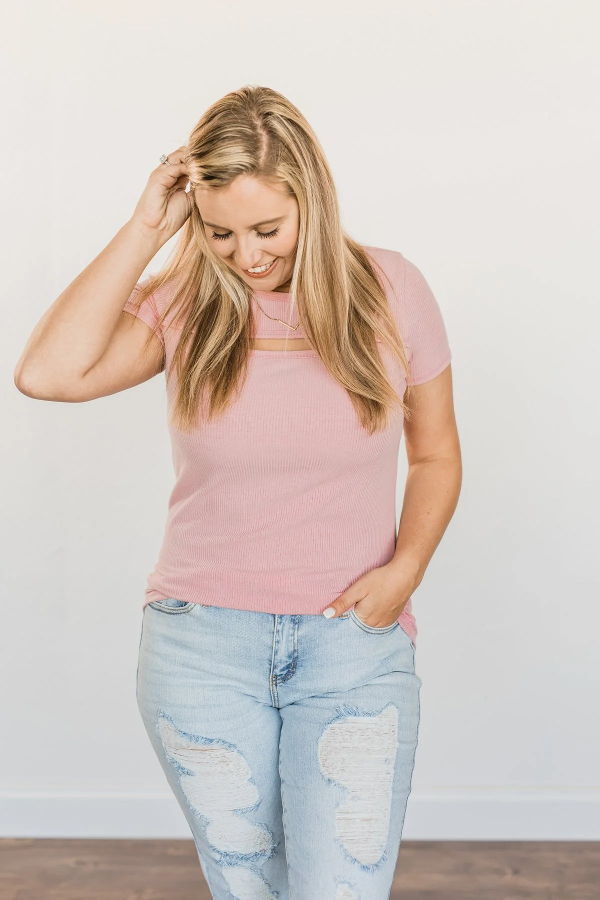 Feeling Spectacular Cut Out Top- Dusty Pink - Image 4