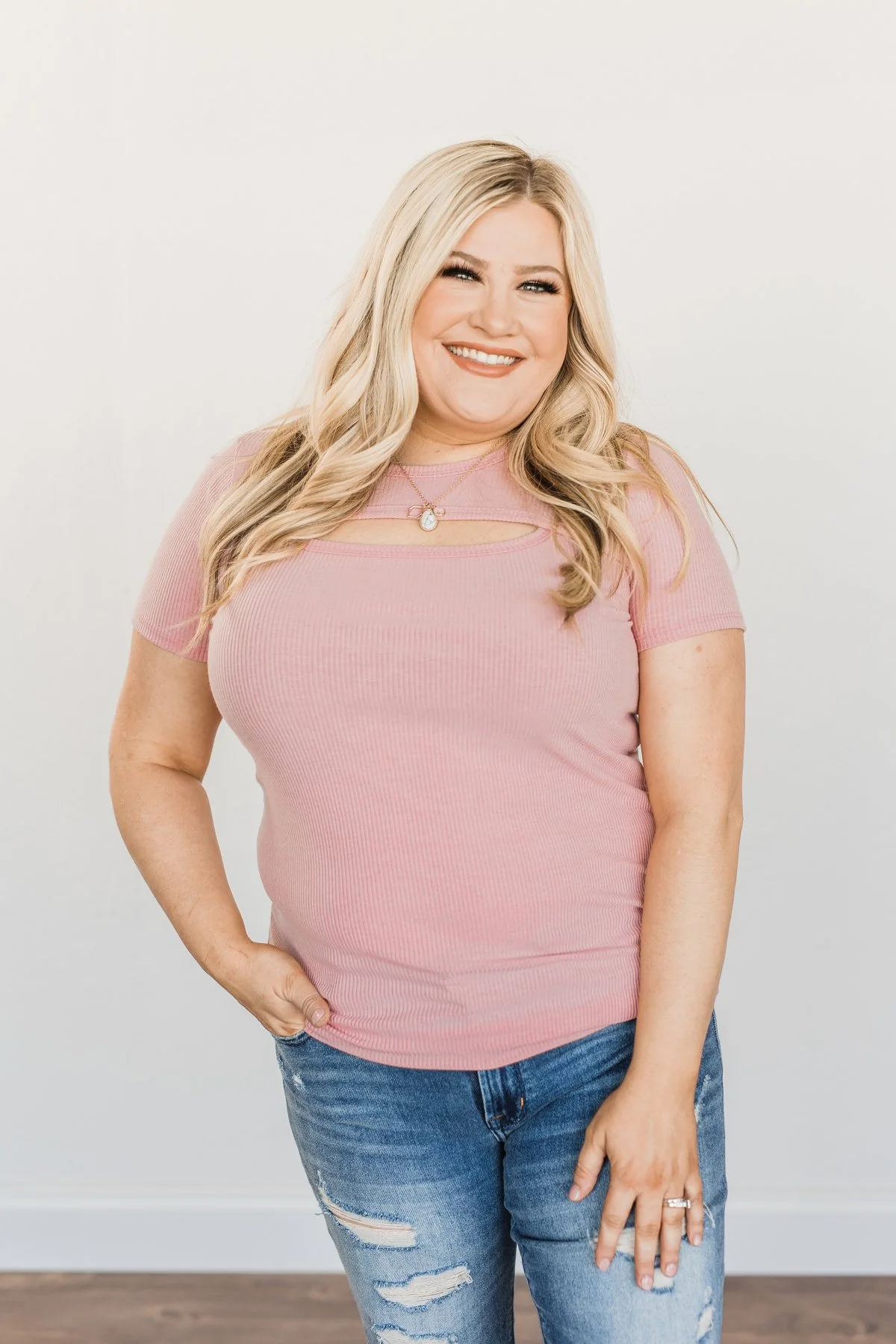 Feeling Spectacular Cut Out Top- Dusty Pink - Image 8