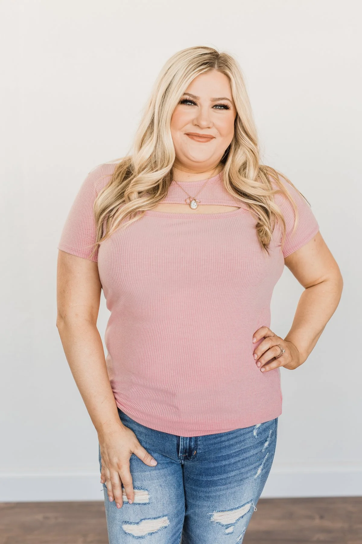 Feeling Spectacular Cut Out Top- Dusty Pink - Image 9
