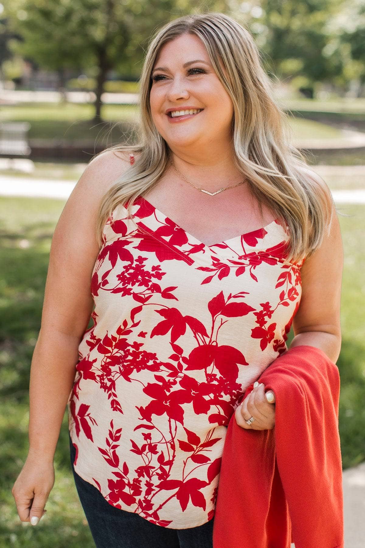 Feeling Superb Floral Tank Top- Red