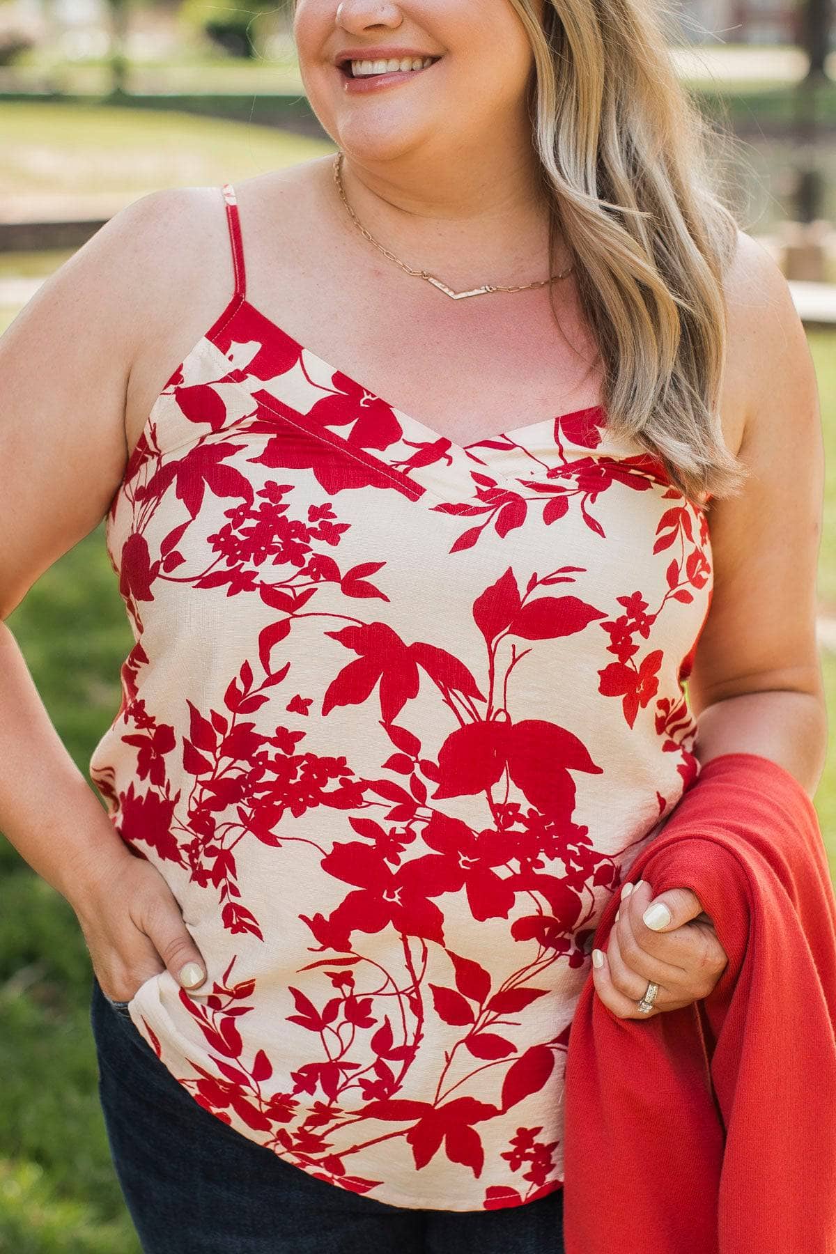 Feeling Superb Floral Tank Top- Red - Image 3