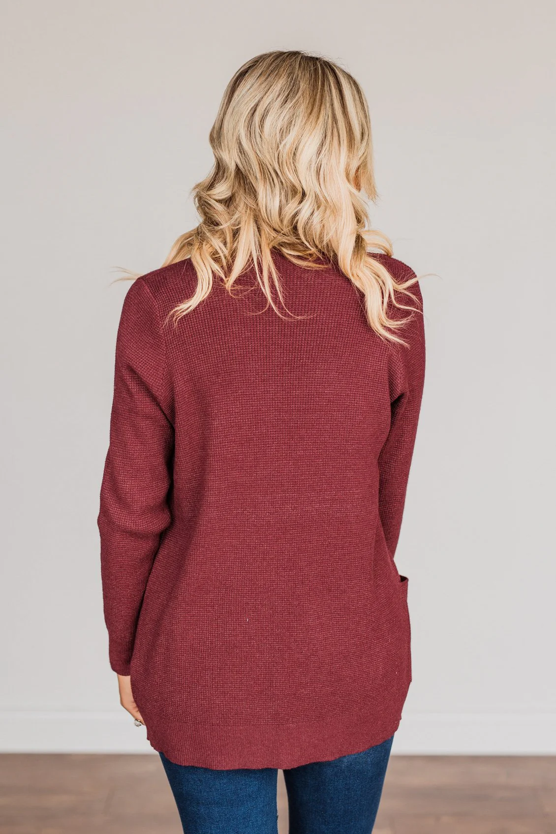 Feeling The Love Knit Cardigan- Burgundy - Image 12