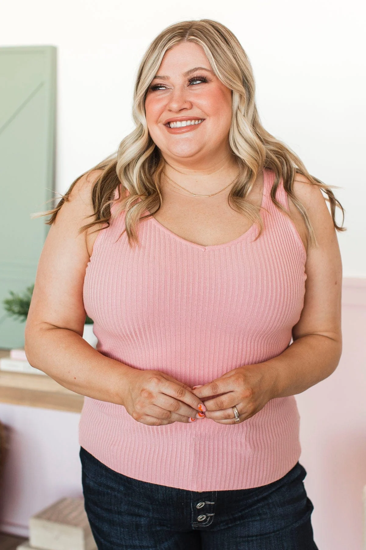 Feeling The Moment Knit Tank Top- Light Pink - Image 2
