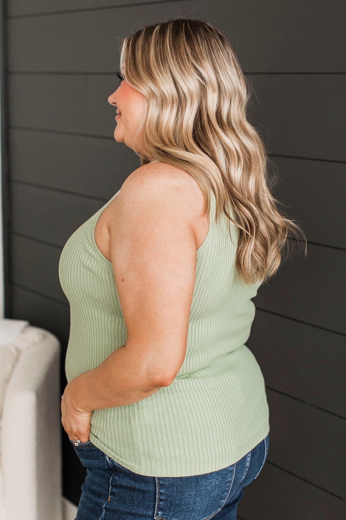 Feeling The Moment Knit Tank Top- Sage - Image 6