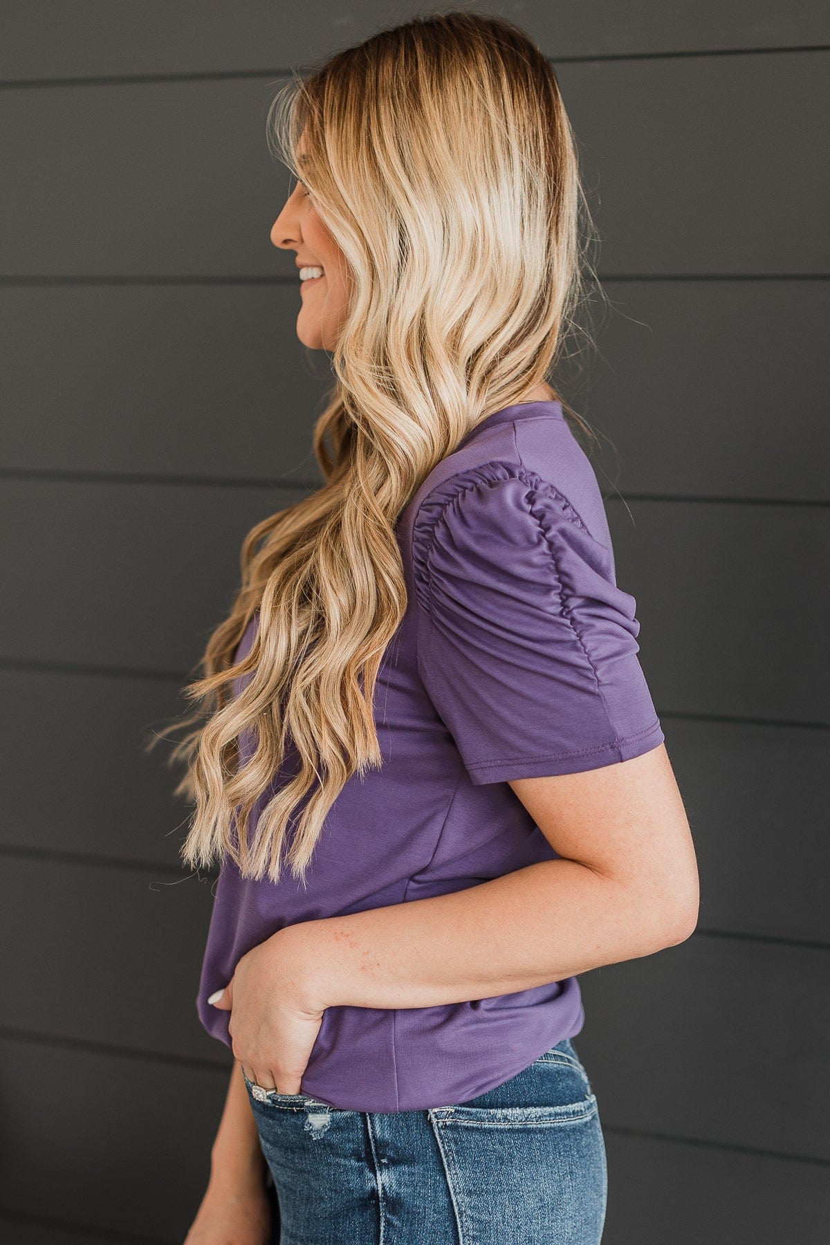 Feeling Wonderful Knit Top- Dusty Purple - Image 4