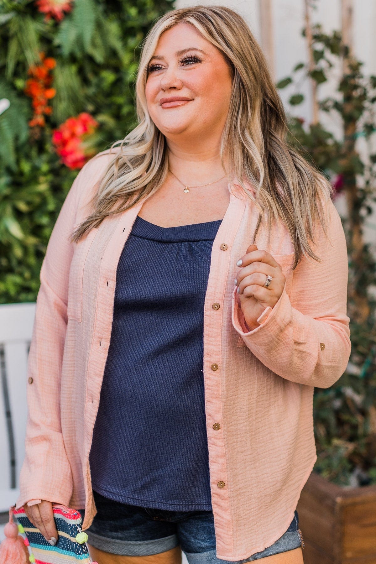 Feeling Your Warmth Button Up Top- Blush - Image 4