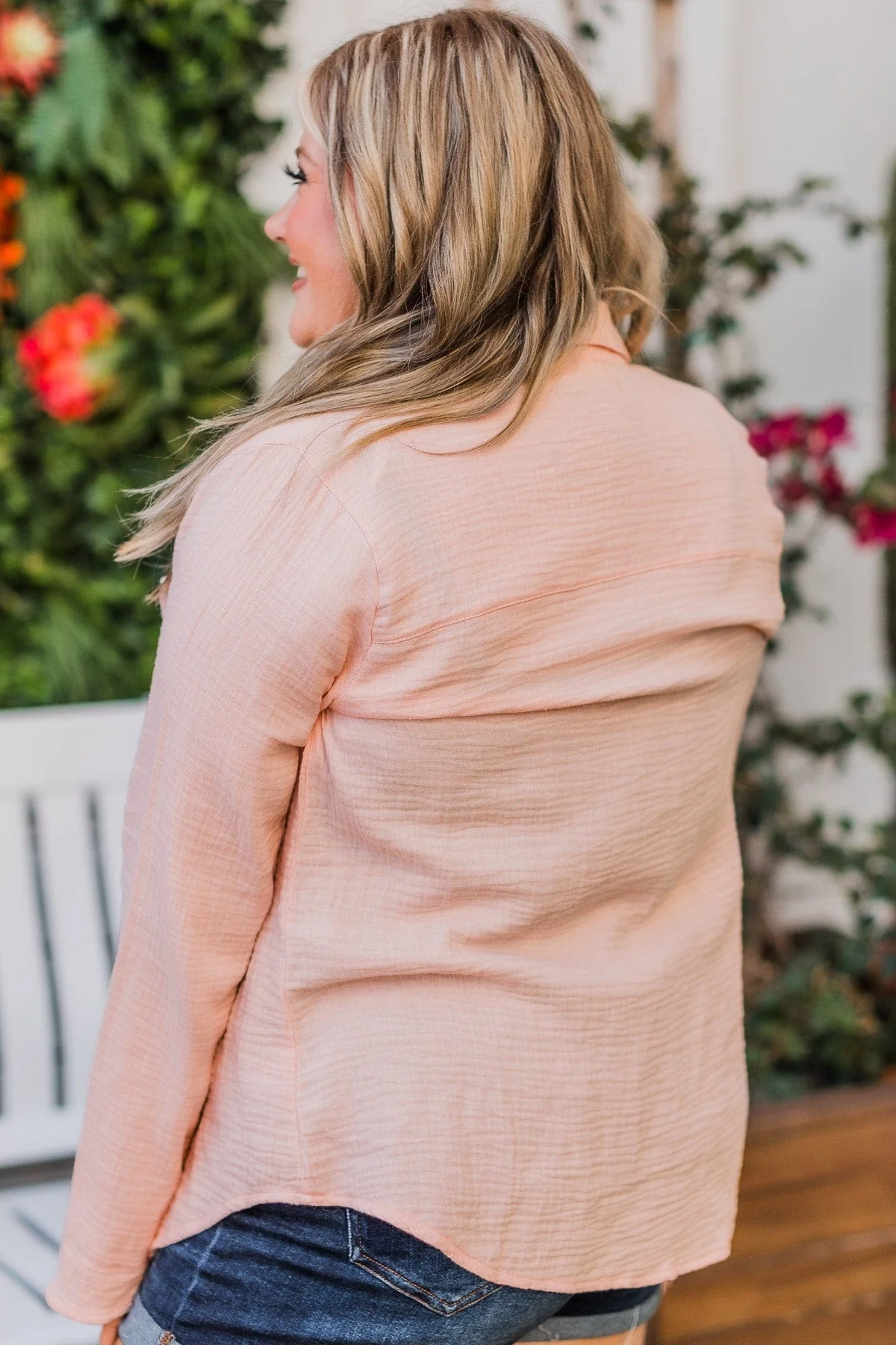 Feeling Your Warmth Button Up Top- Blush - Image 6