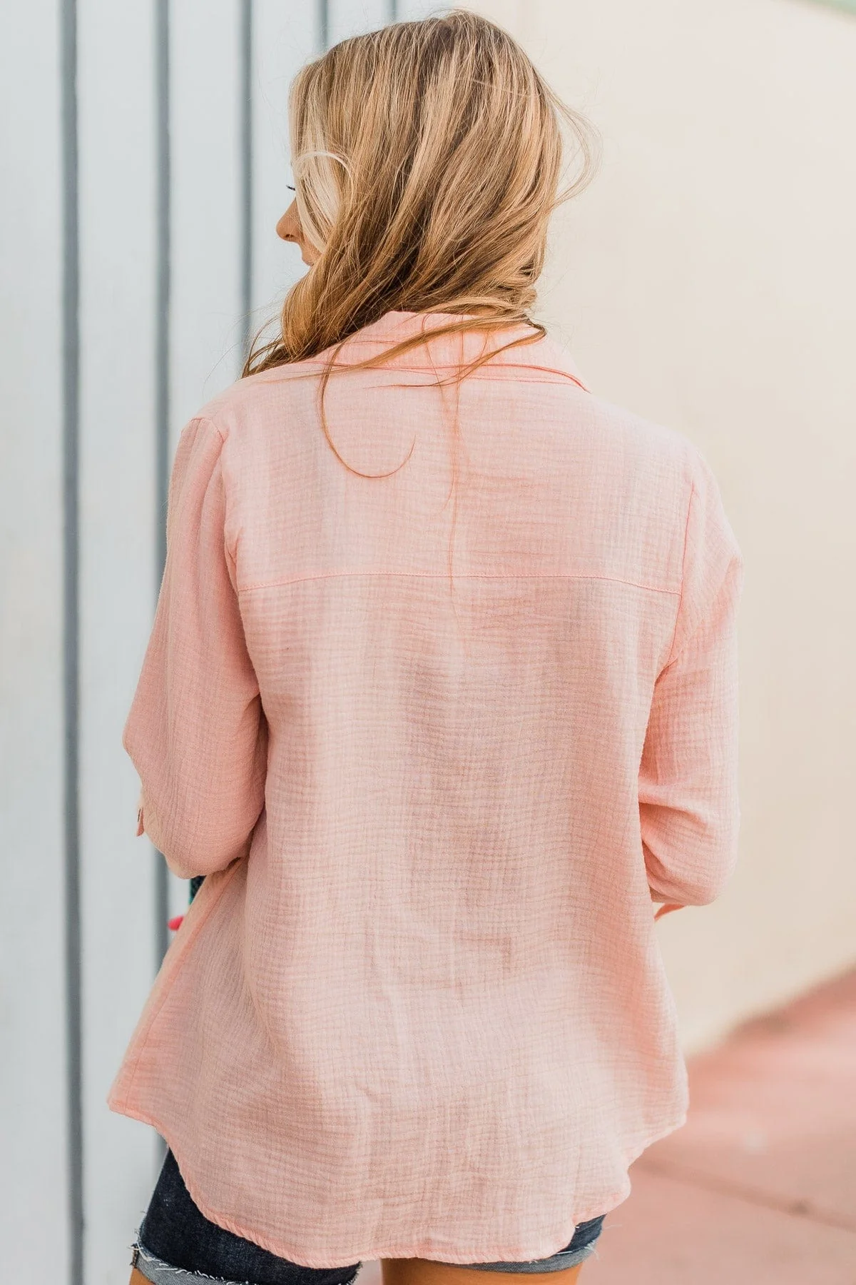 Feeling Your Warmth Button Up Top- Blush - Image 7