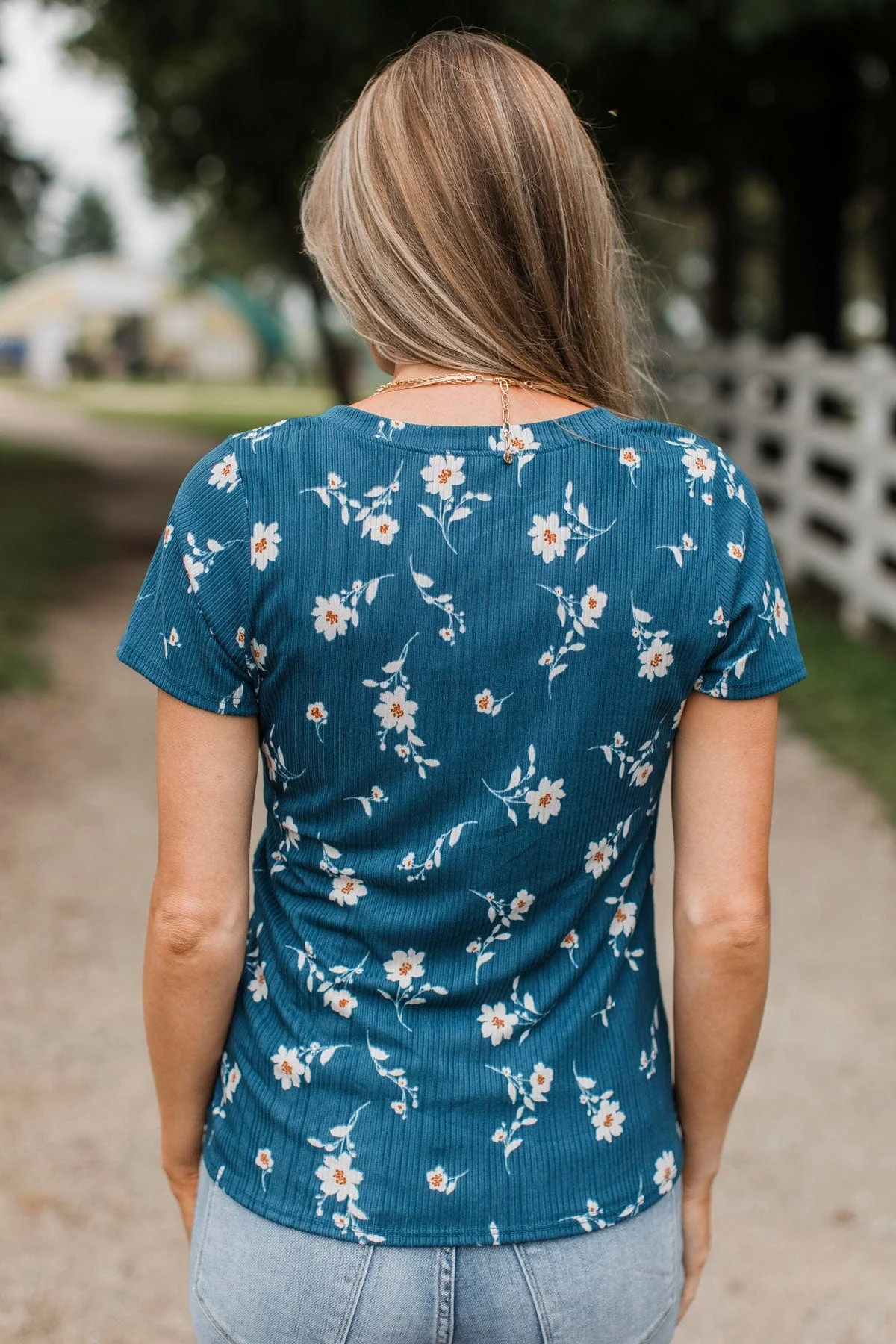 Feels Like A Crush Floral Top- Navy - Image 8