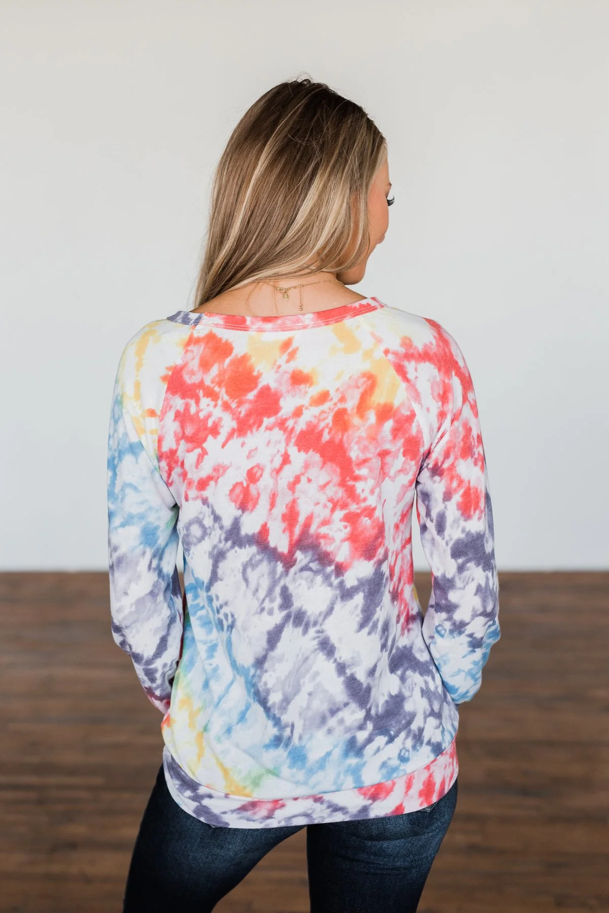 Feels Like A Dream Tie Dye Pullover Top- Rainbow - Image 10