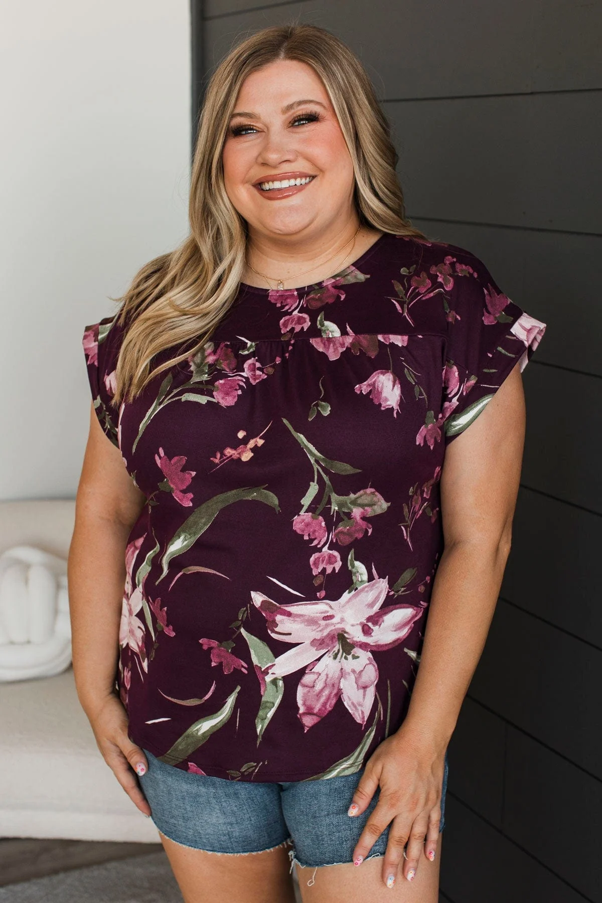 Feels Like A Fairytale Floral Top- Burgundy - Image 2