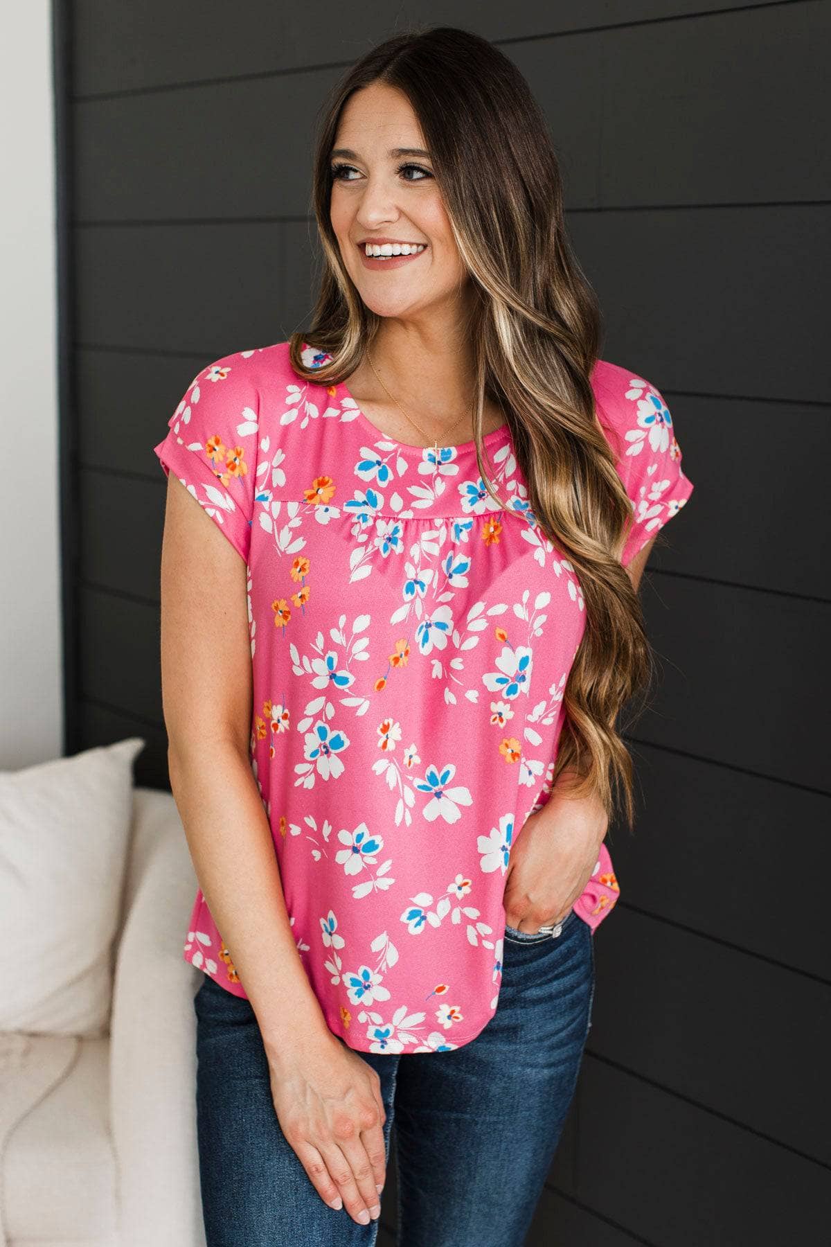 Feels Like A Fairytale Floral Top- Pink - Image 3