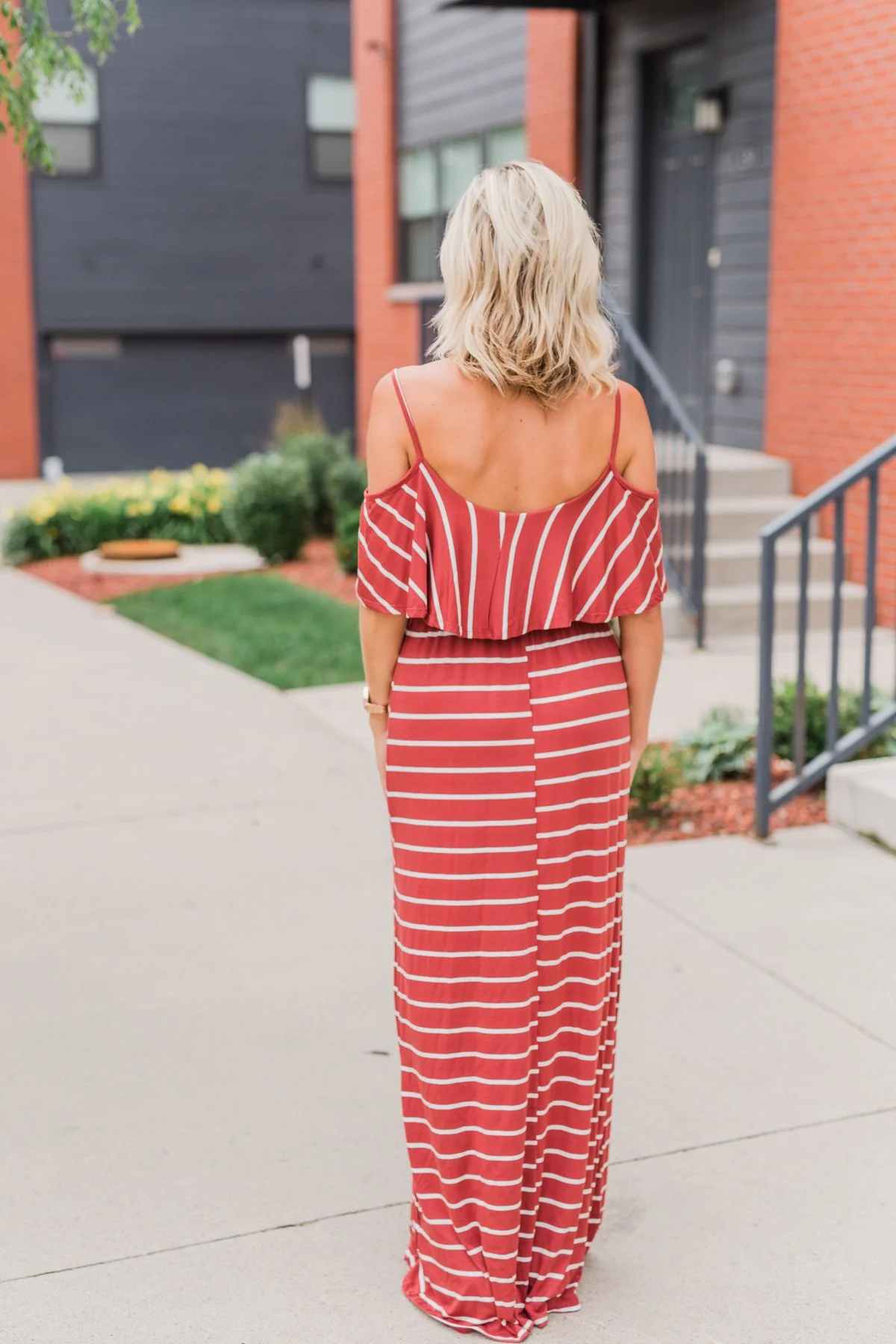 Feels Like Electricity Striped Maxi Dress- Rust - Image 15