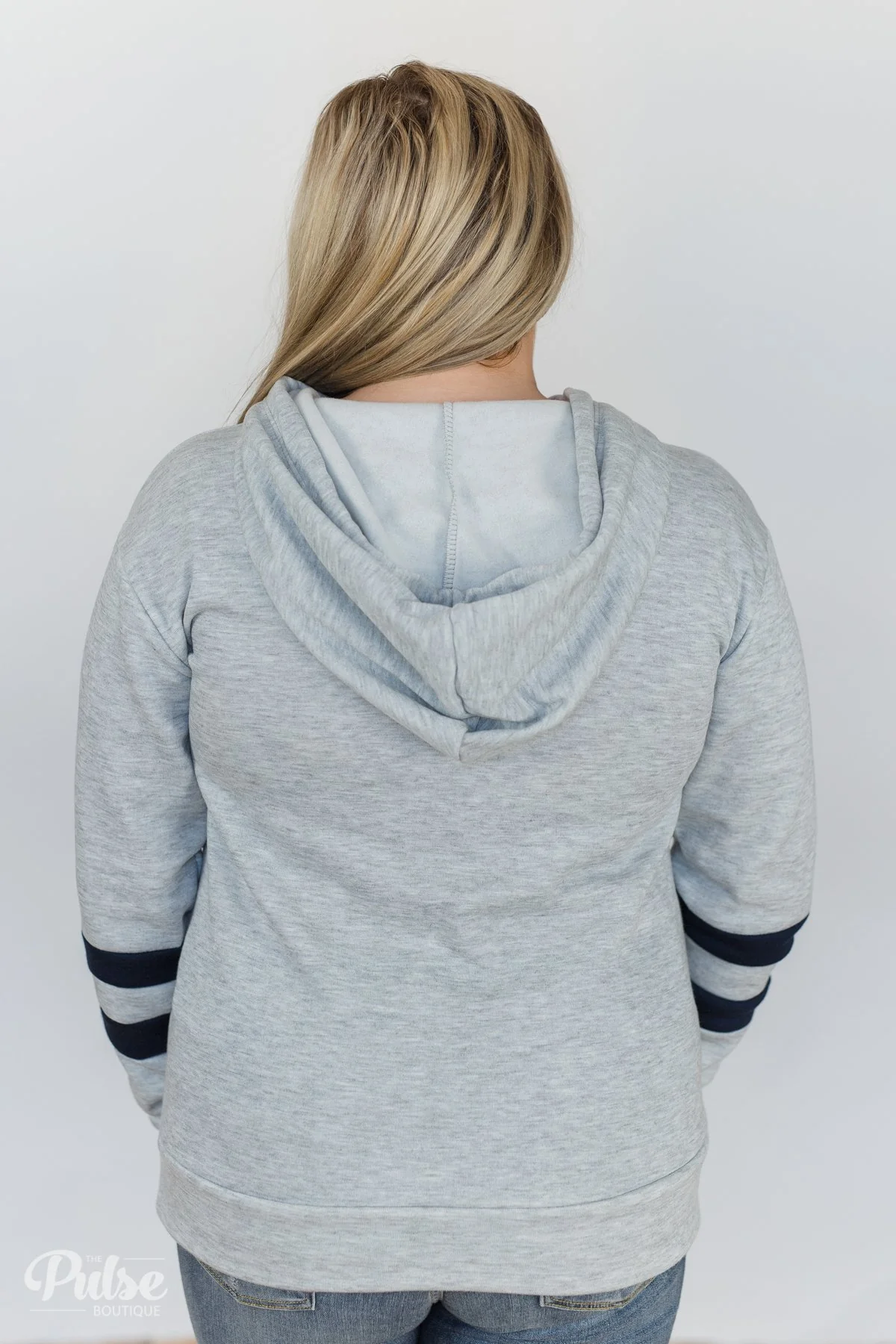 Feels Like Home Soft Hoodie- Heather Grey & Navy - Image 9