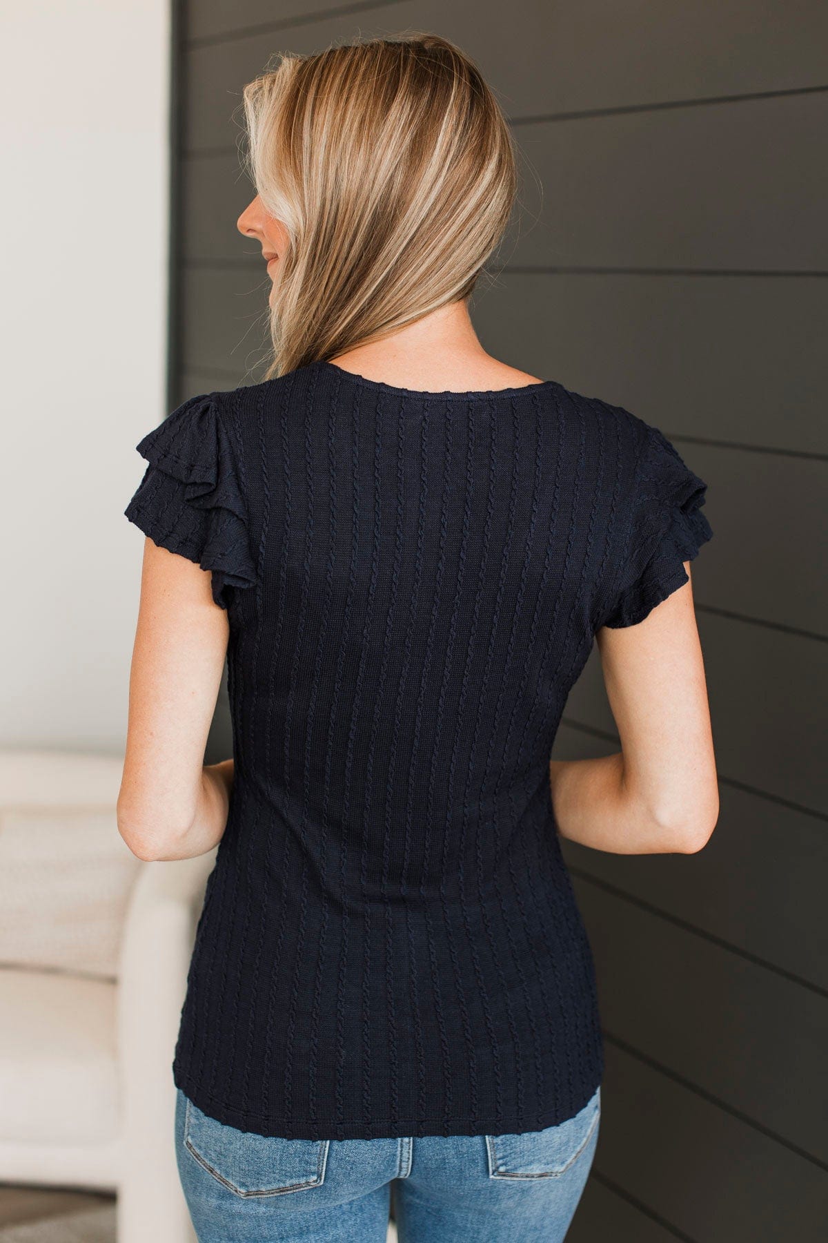 Feels So Nice Knit Top- Dark Navy - Image 7