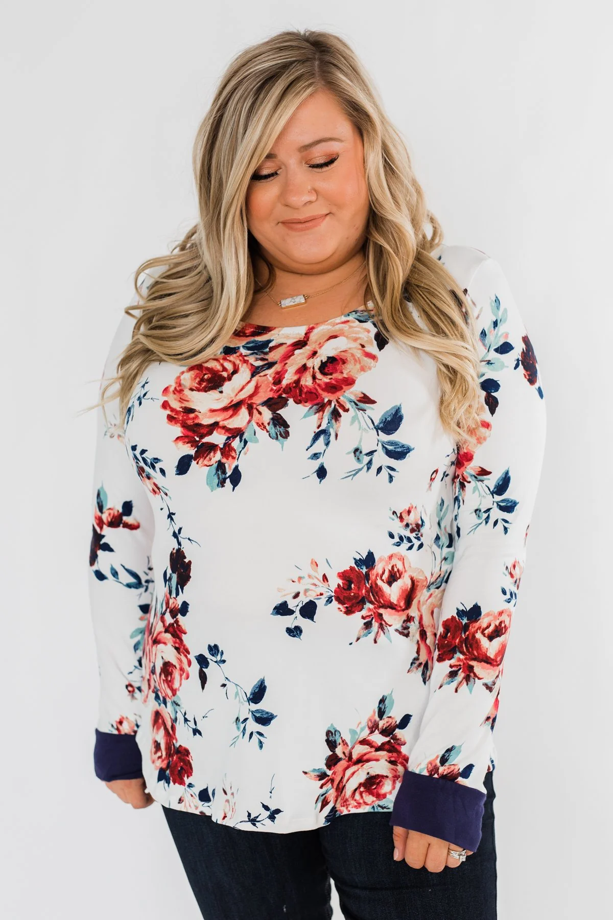 Field Of Flowers Criss Cross Top- Ivory & Navy - Image 4