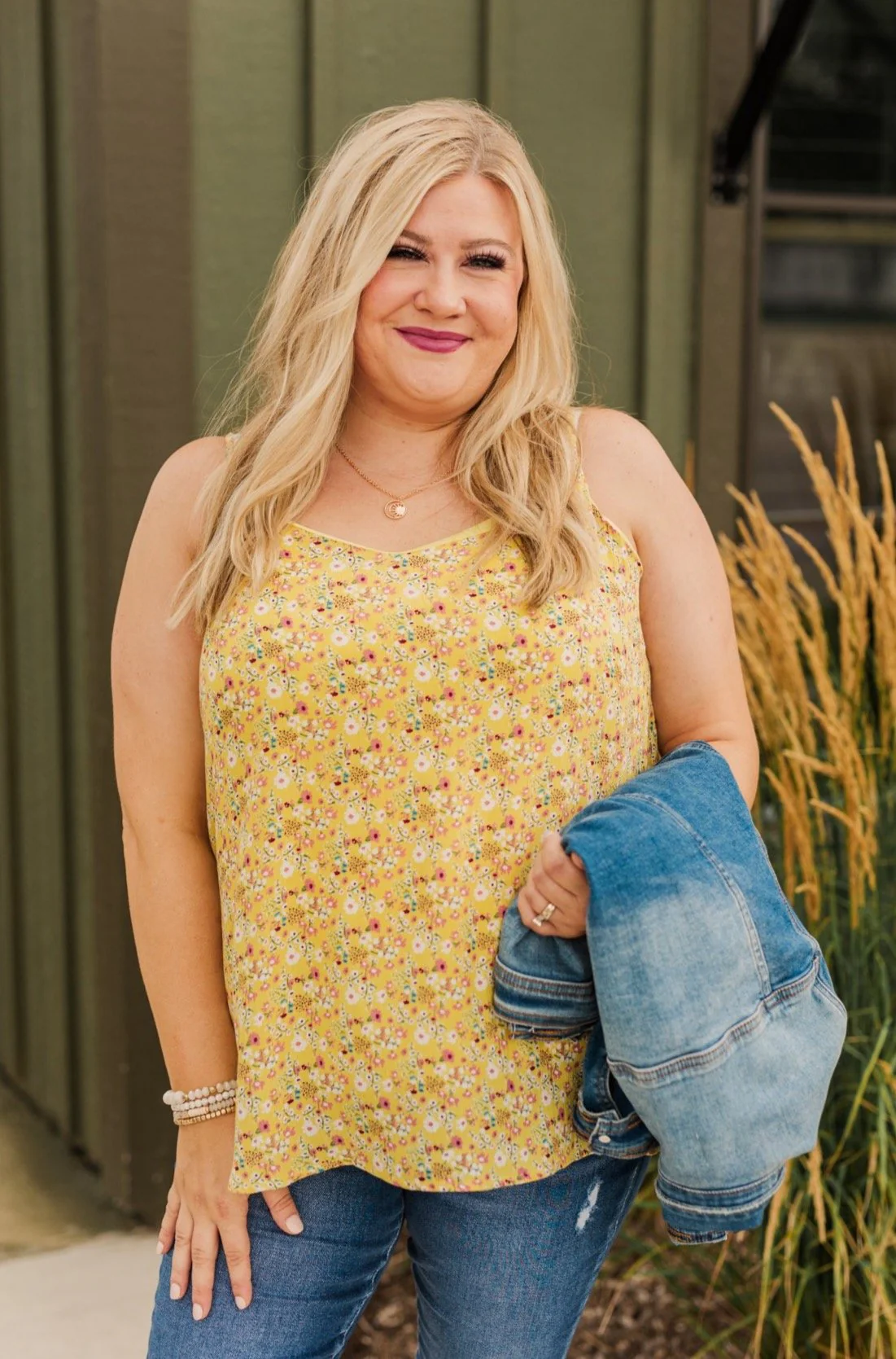 Fields Of Gold Floral Tank Top- Yellow