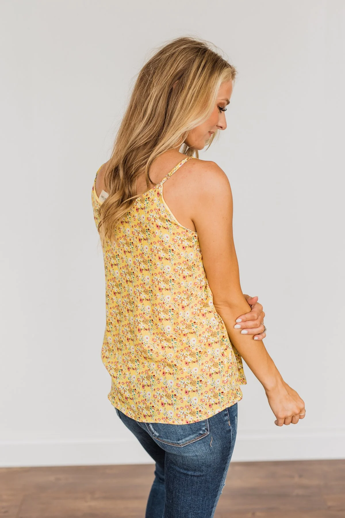 Fields Of Gold Floral Tank Top- Yellow - Image 10
