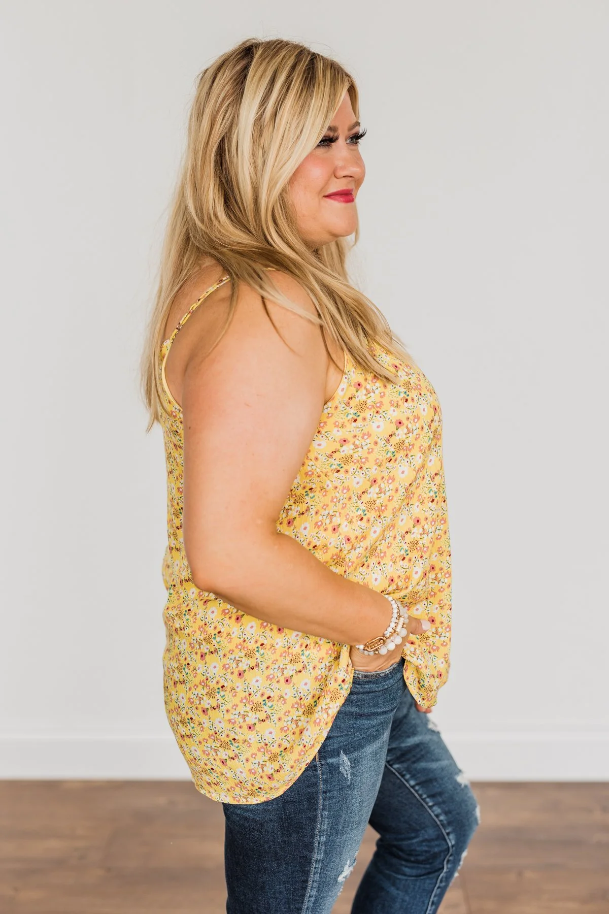 Fields Of Gold Floral Tank Top- Yellow - Image 11