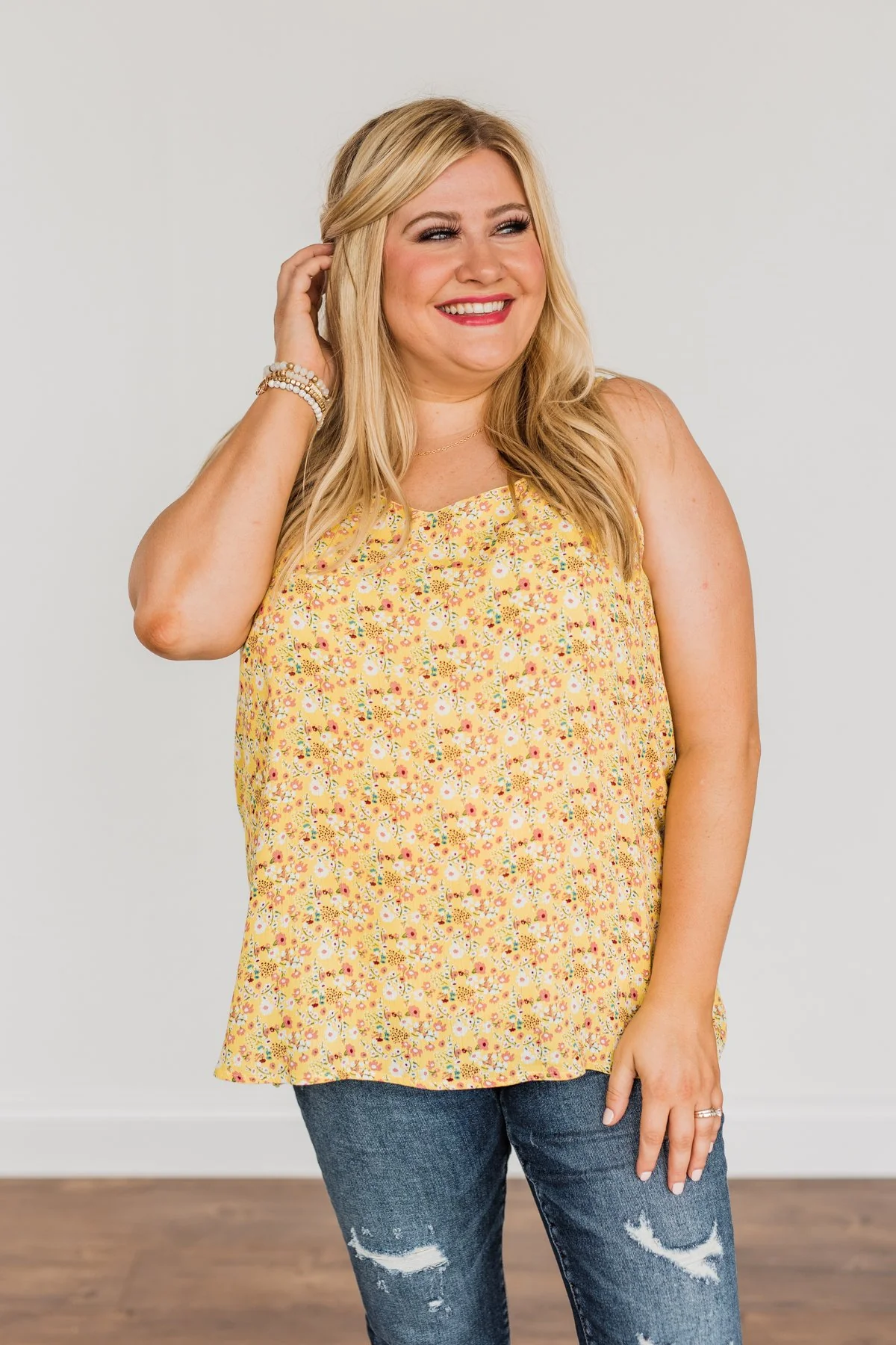 Fields Of Gold Floral Tank Top- Yellow - Image 7
