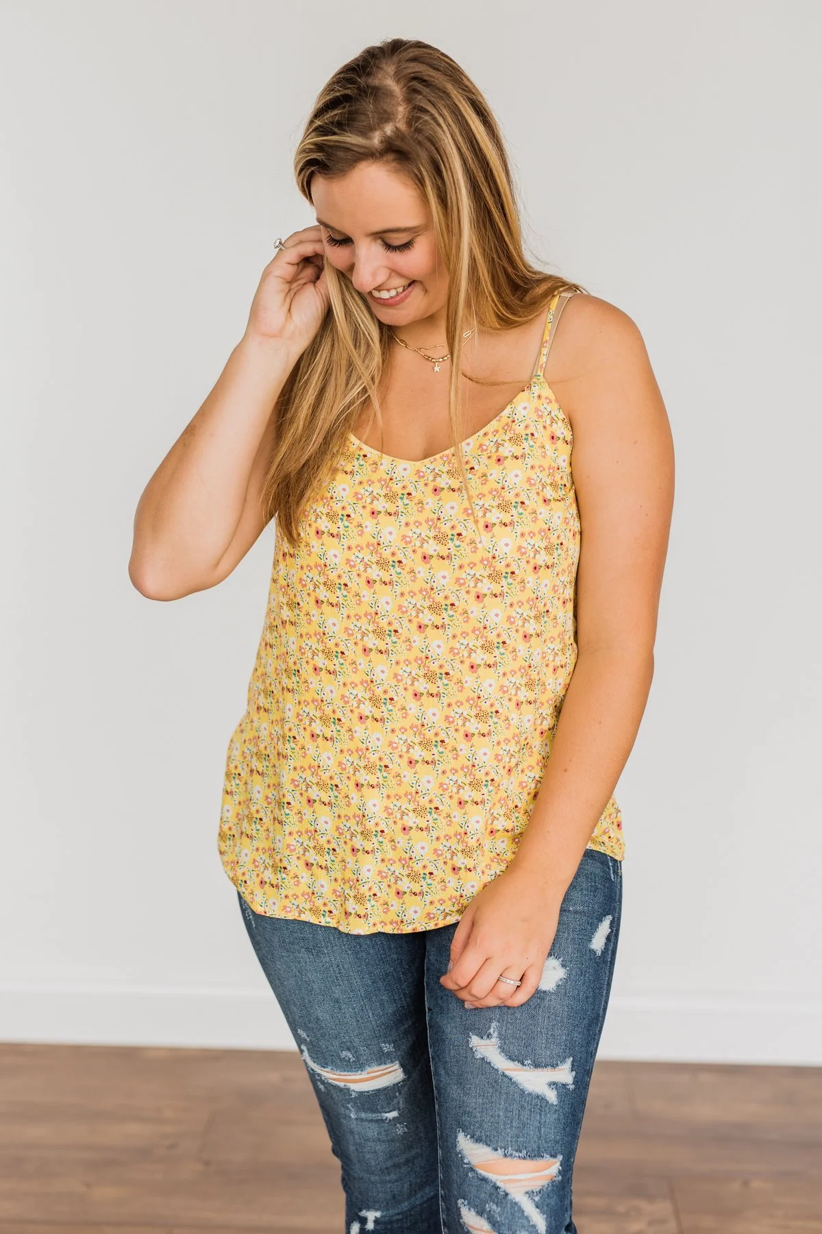 Fields Of Gold Floral Tank Top- Yellow - Image 9