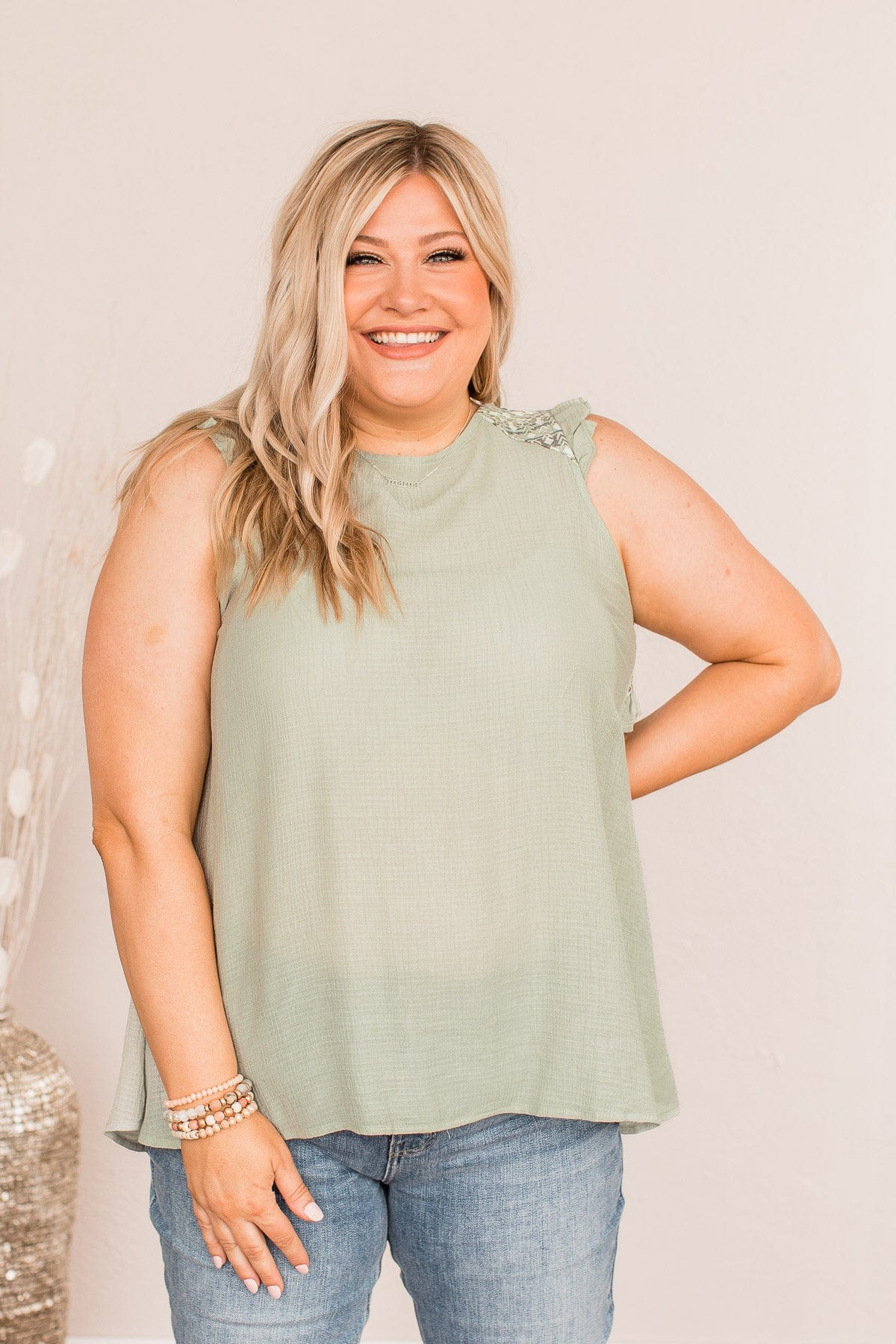 Fields Of Love Patterned Blouse- Light Sage - Image 6