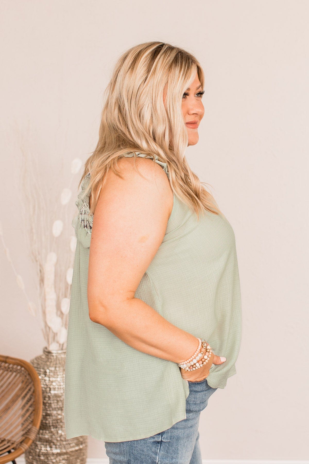 Fields Of Love Patterned Blouse- Light Sage - Image 8