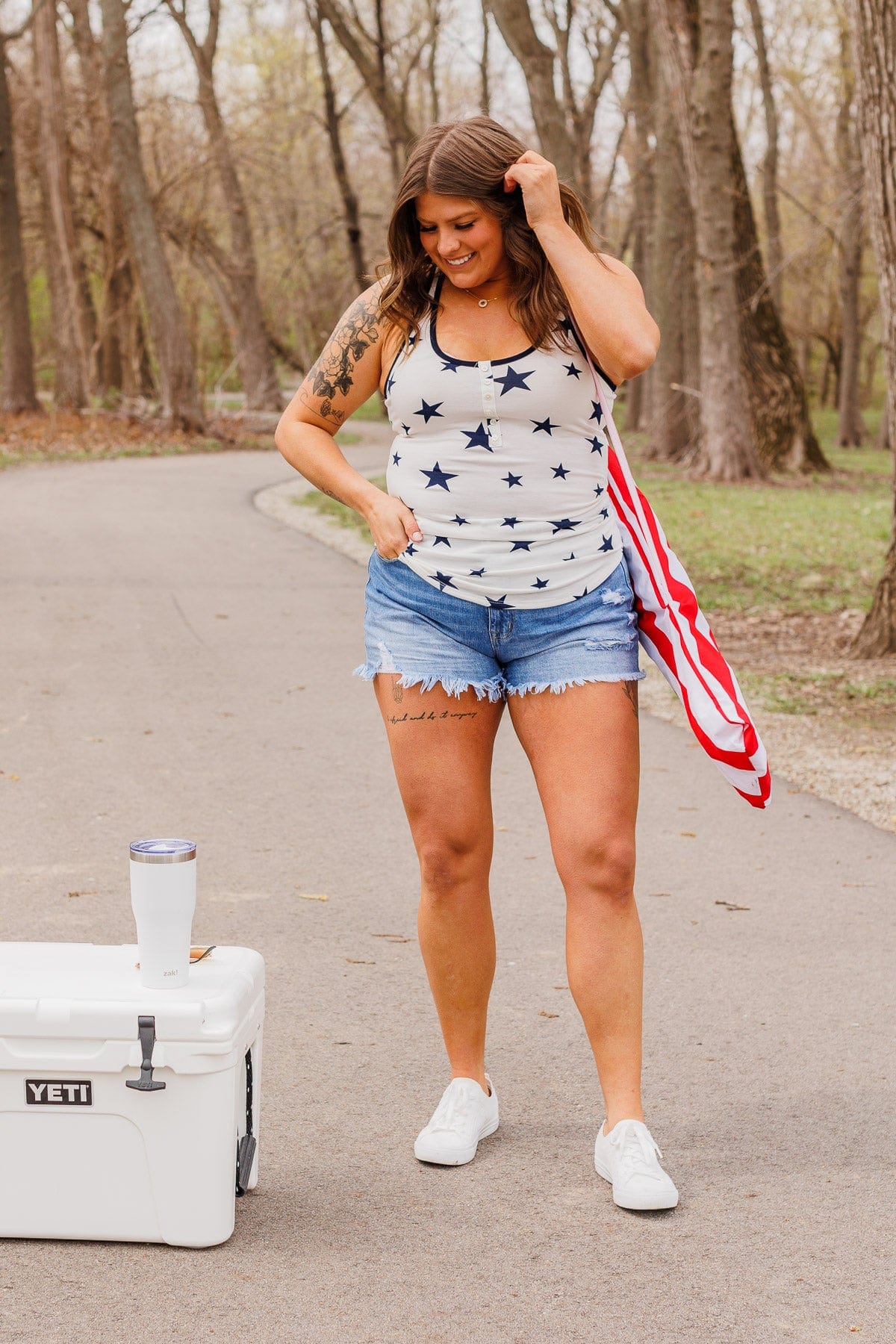 Fight For Peace Button Tank- Navy - Image 2
