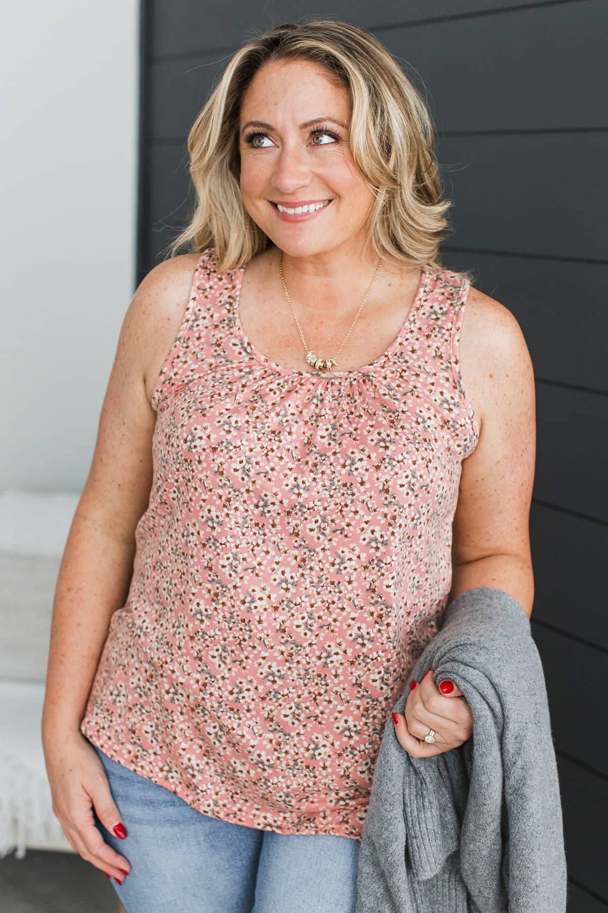 Filled With Joy Floral Tank Top- Pink