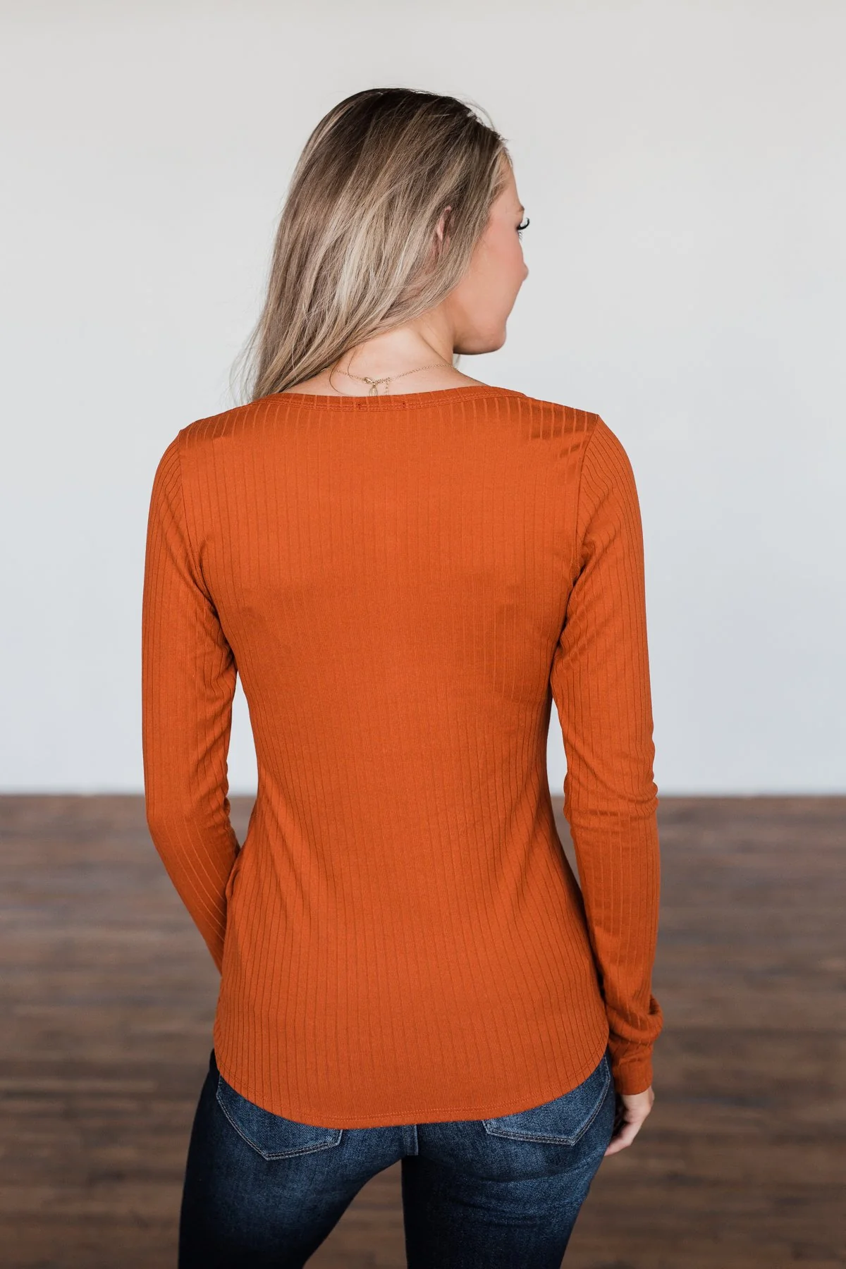 Finally Found You Button Henley Top- Burnt Orange - Image 10