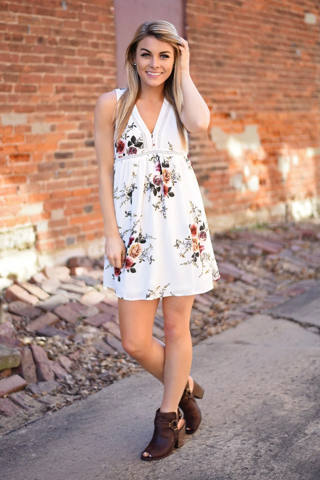 Find a Reason Floral Sleeveless Dress ~ Ivory - Image 8