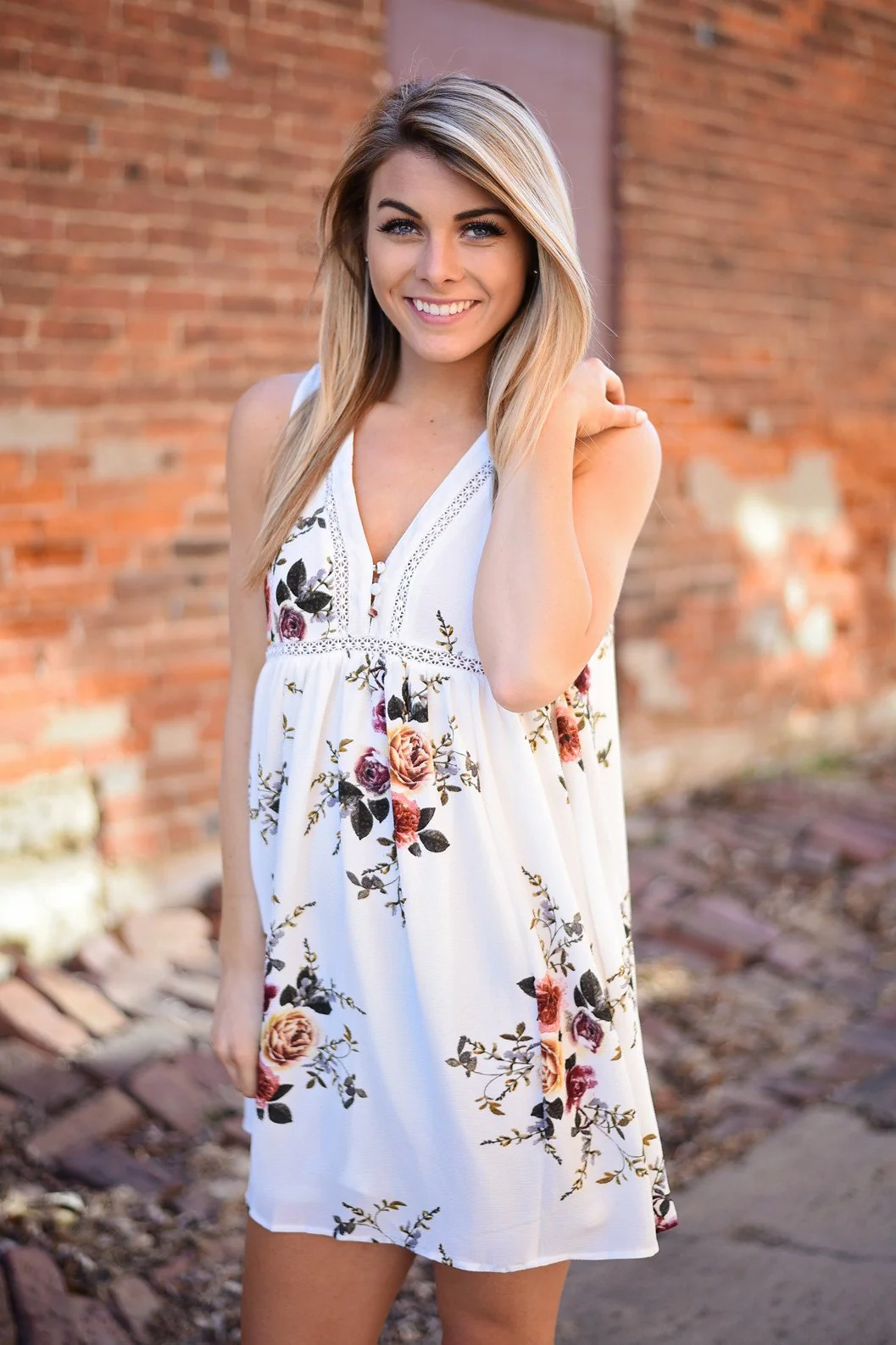 Find a Reason Floral Sleeveless Dress ~ Ivory - Image 9