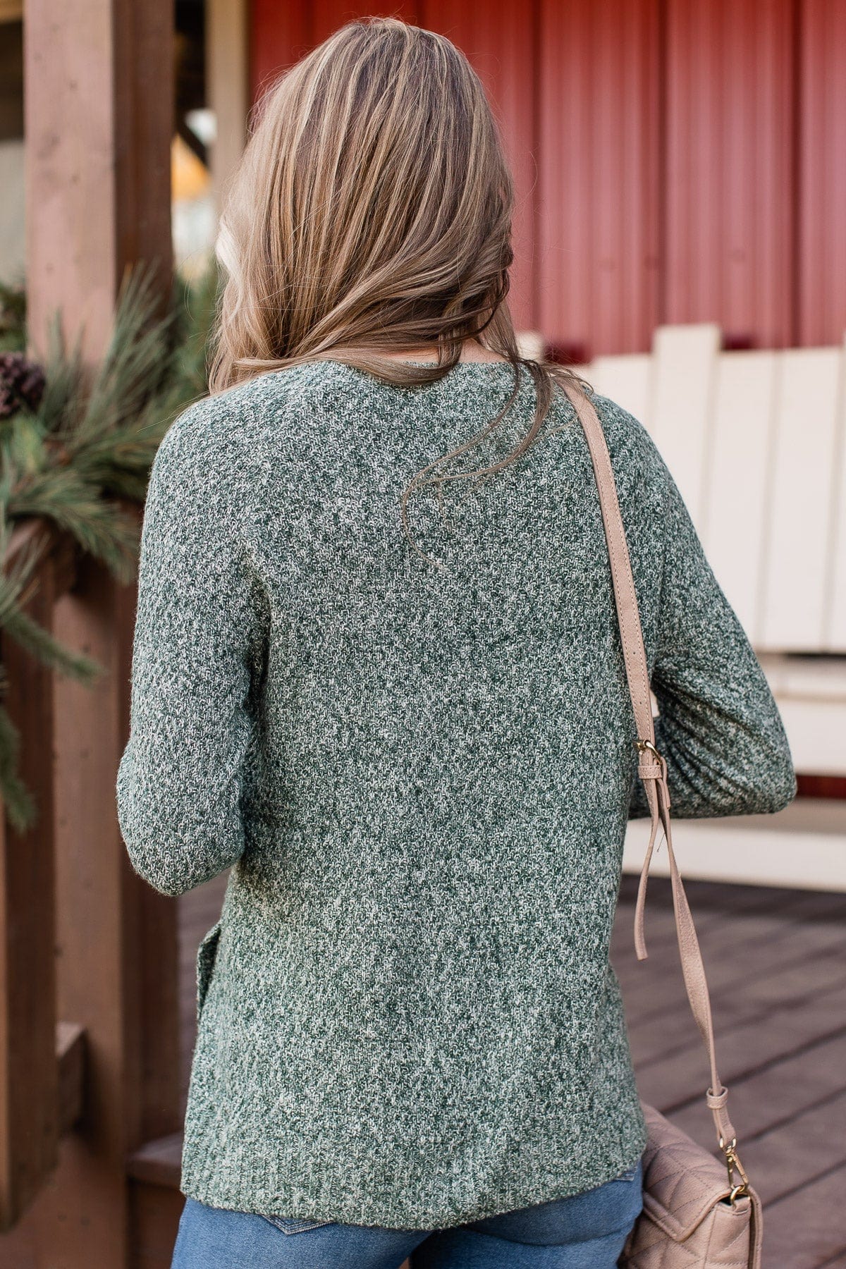 Find A Way Button Knit Sweater- Forest Green - Image 8