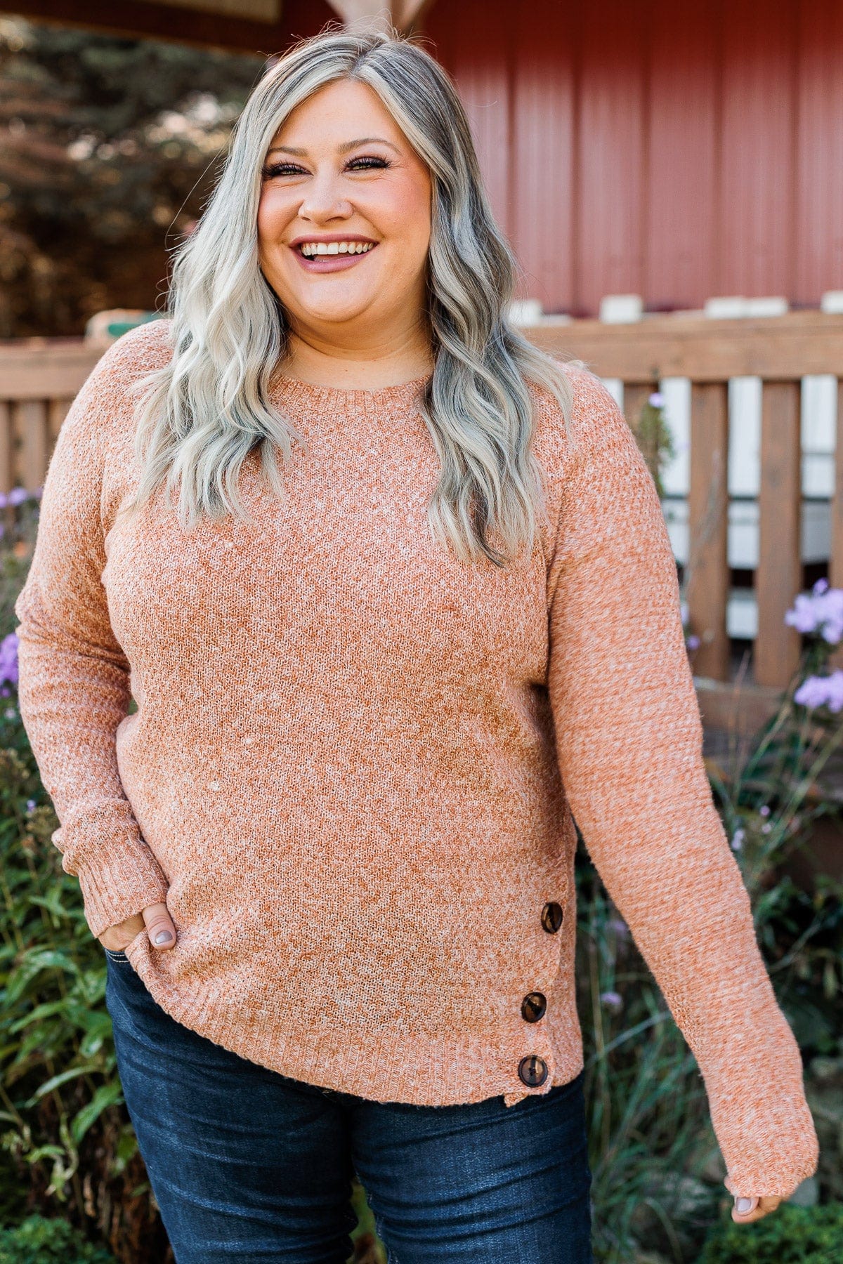 Find A Way Button Knit Sweater- Light Camel - Image 8