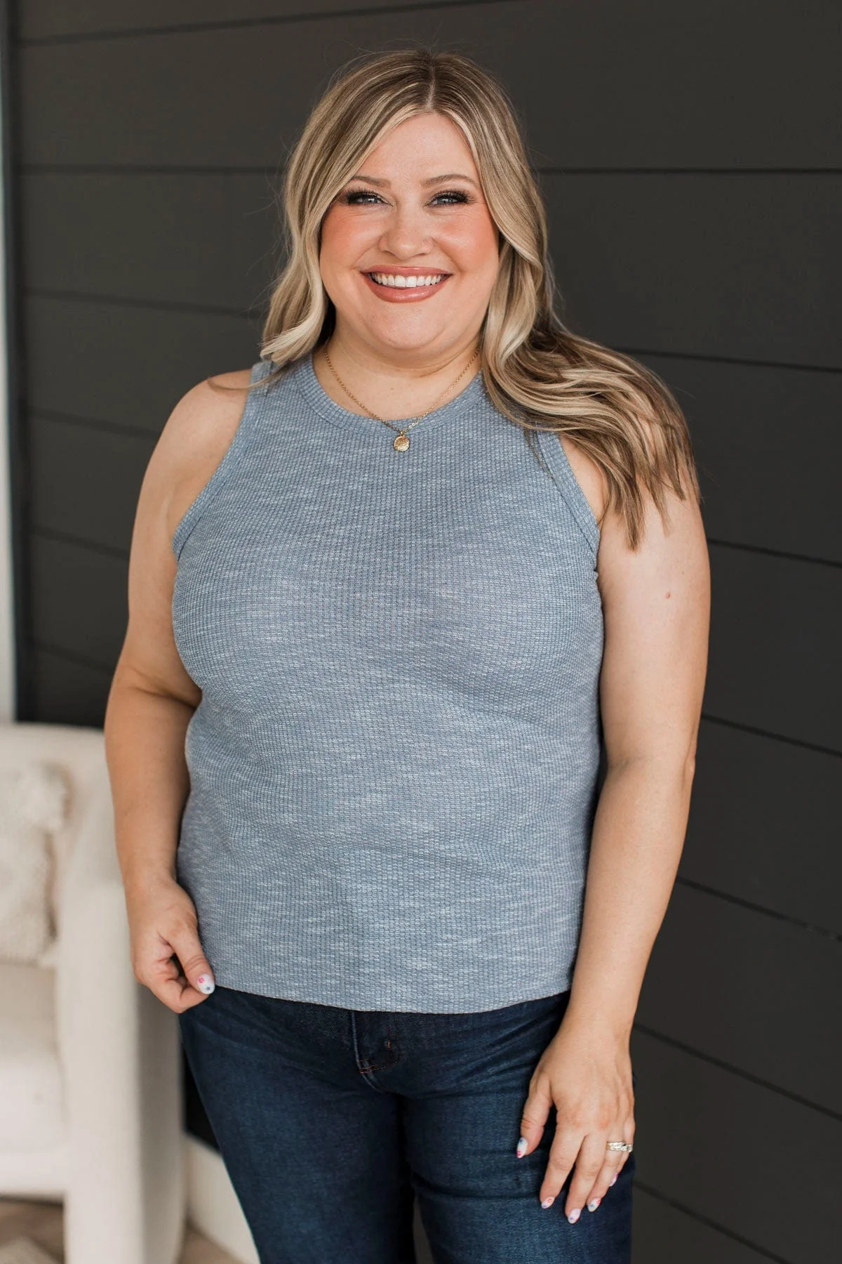 Find Me Again Lightweight Tank Top- Denim - Image 2